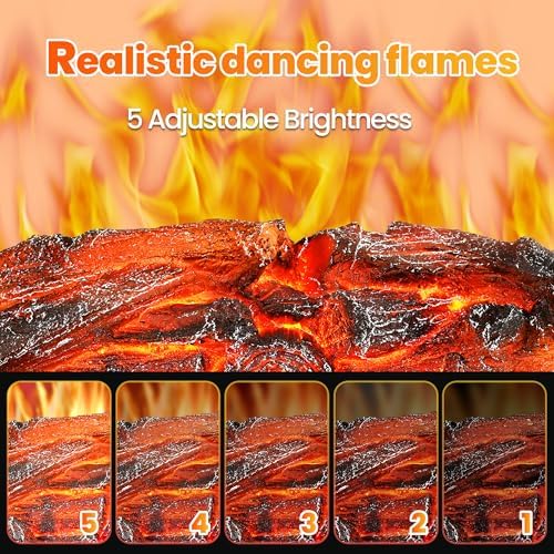 Riseon Electric Fireplace Logs Heater with Remote