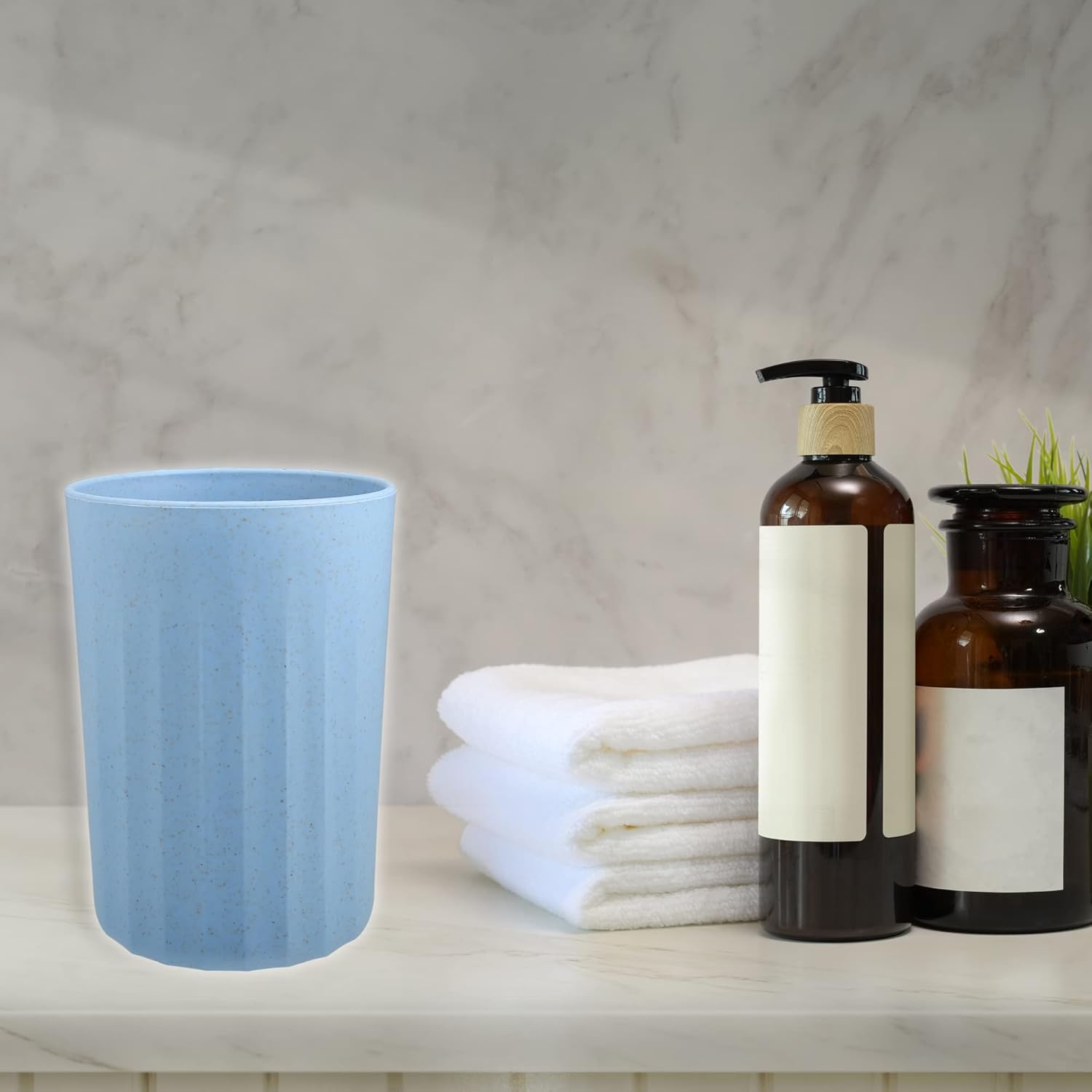 VOCOSTE Wheat Straw Tumbler with Smooth Lines - Toothbrush Holder 409x280