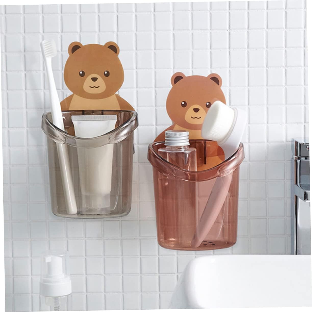 2pcs Cartoon Wall-Mounted Toothbrush Holder for Boys and Girls