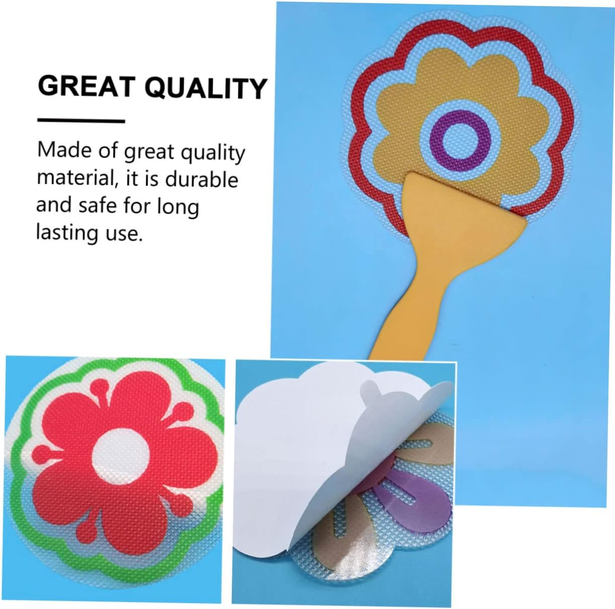 IMIKEYA 4pcs Non-Slip Bath Stickers with Flower Design