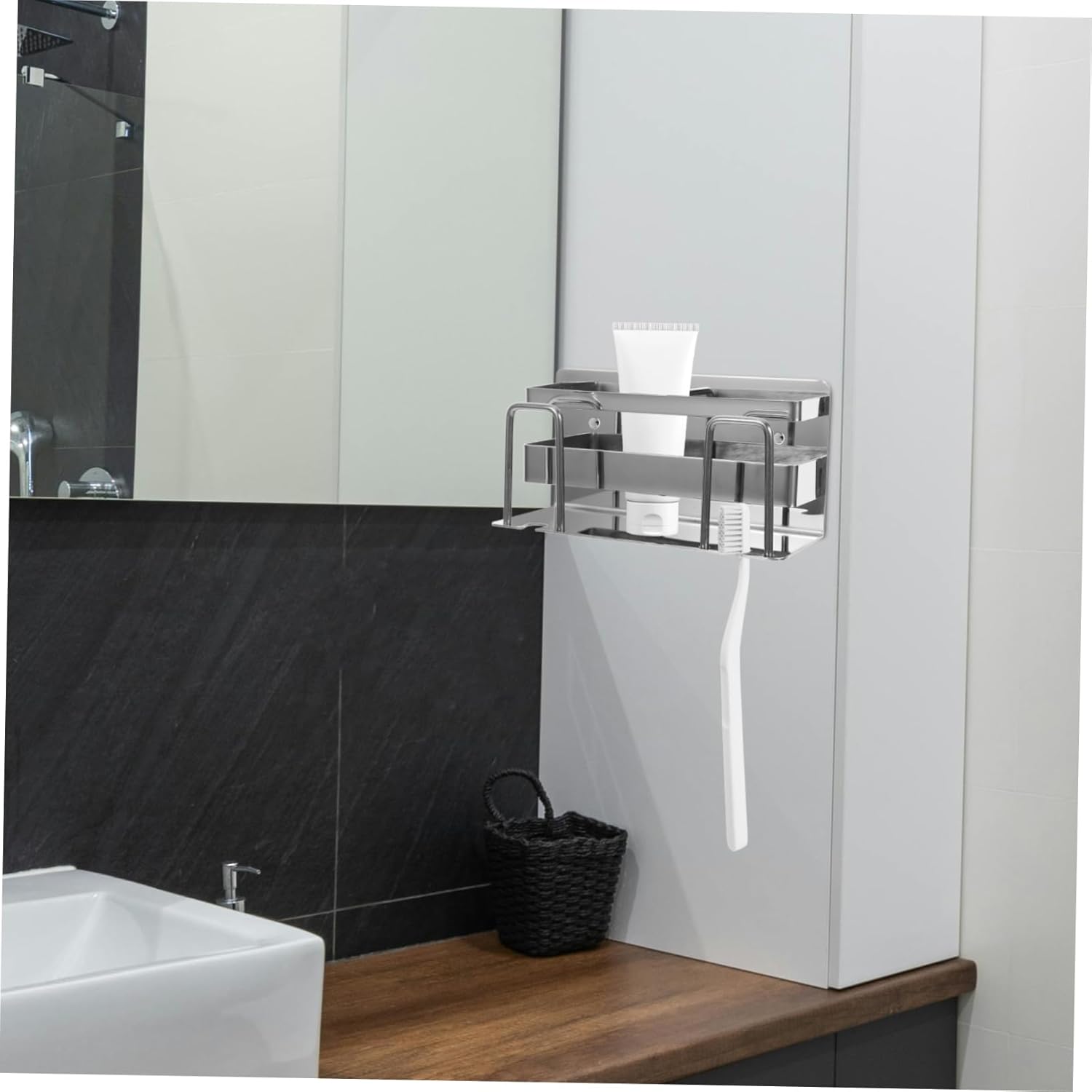 LIFKOME Wall-Mounted Toothbrush Holder with Cup Stand