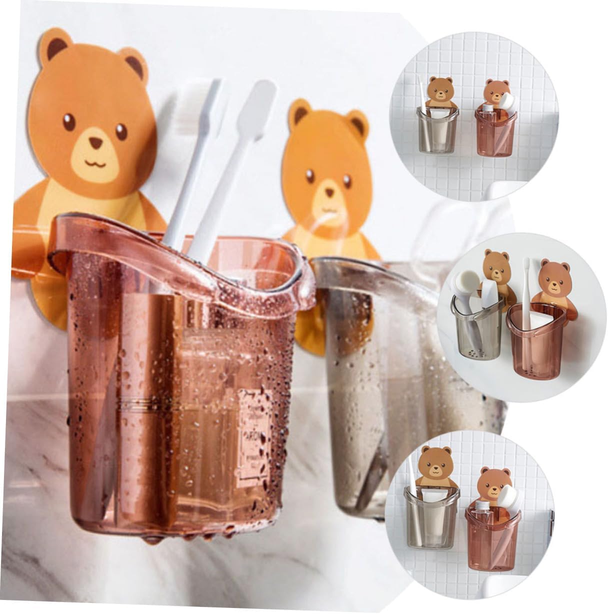 HEALLILY Wall Toothbrush Holder with Cartoon Design