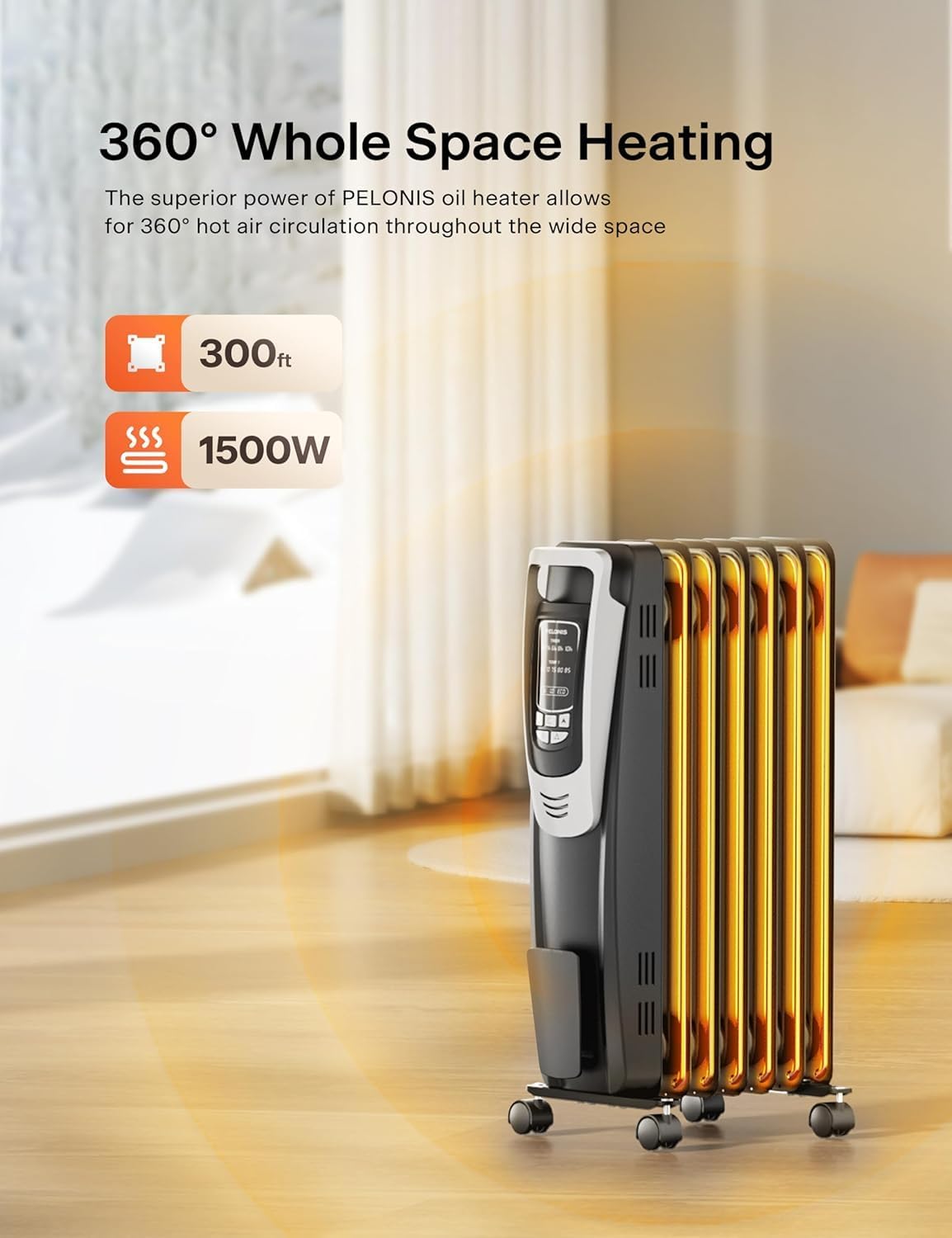 besuhot Radiator Heater with Remote and LED Display