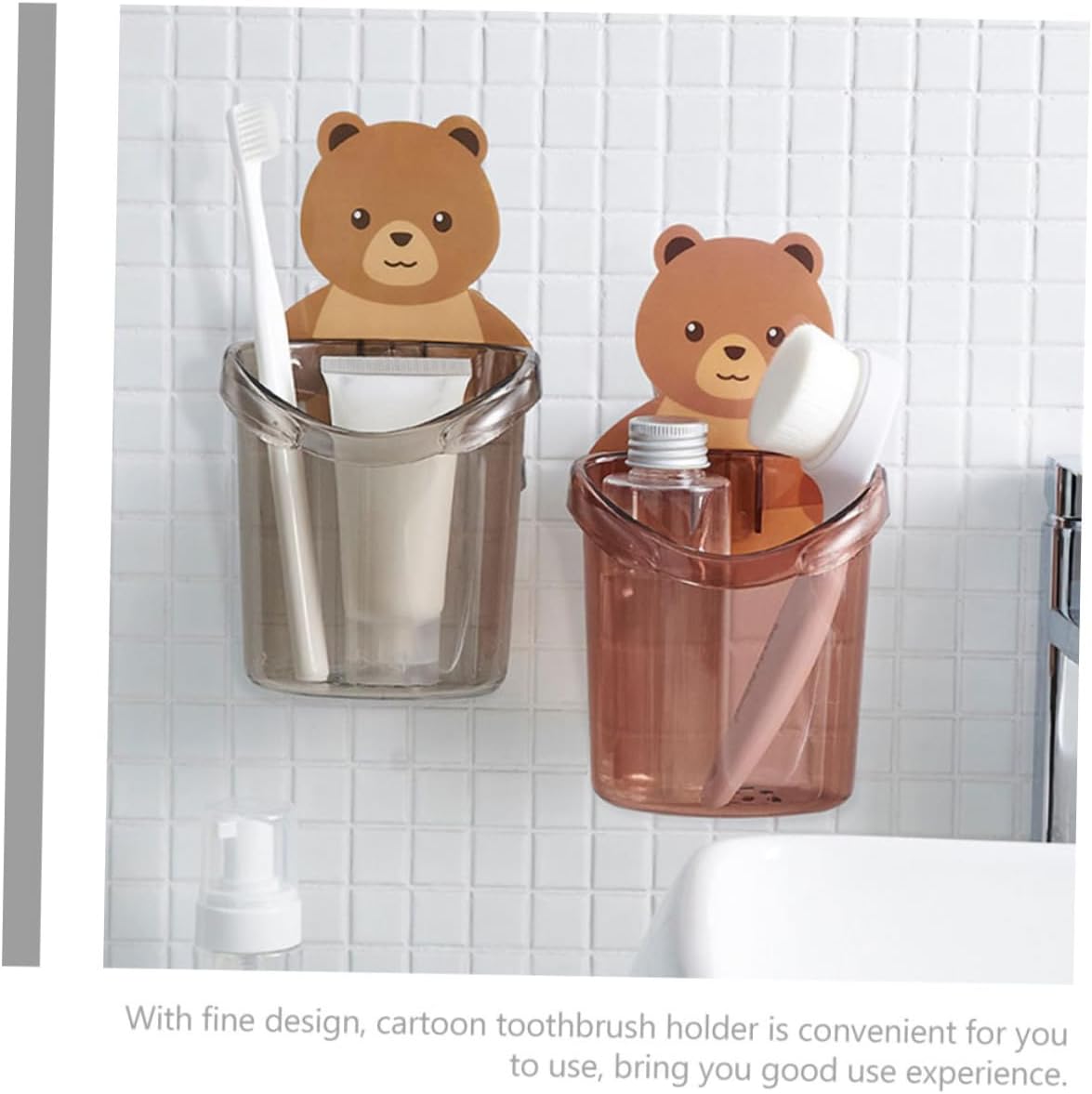 HEALLILY Wall Toothbrush Holder with Cartoon Design