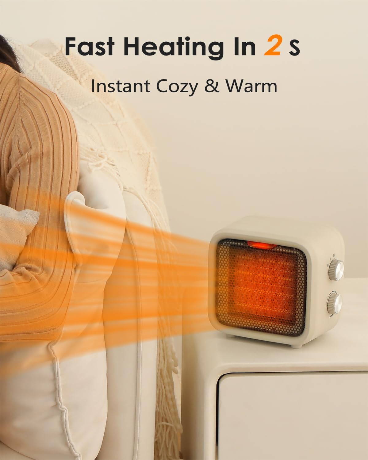 Csakri 1500W Ceramic Space Heater with Thermostat and Cool Fan Mode