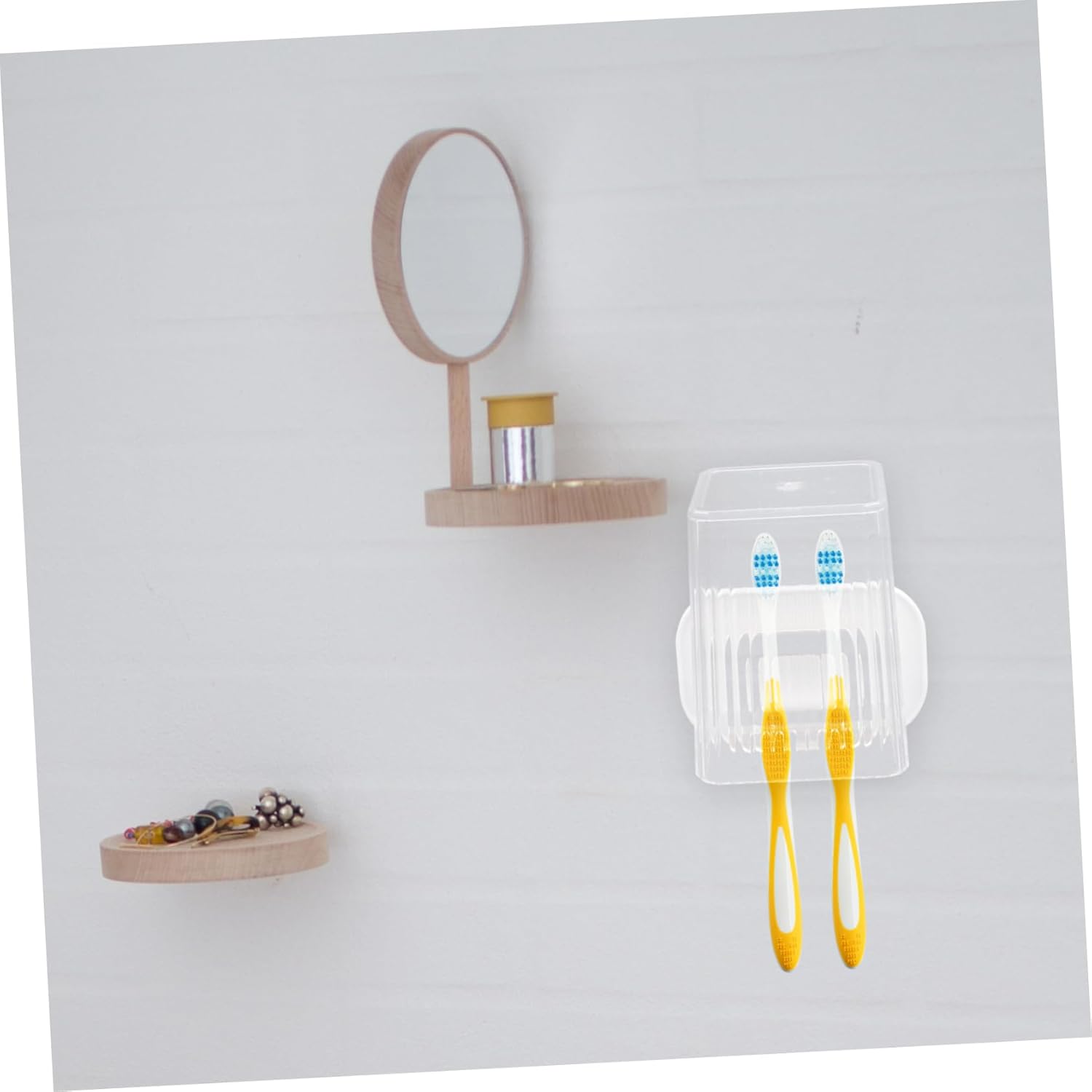 GLEAVI Wall-Mounted Toothbrush Holder with Cup Stand