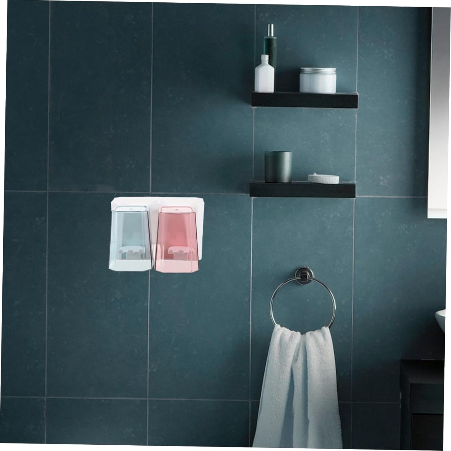 LIFKOME Wall-Mounted Toothbrush Cup Holder for Bathrooms