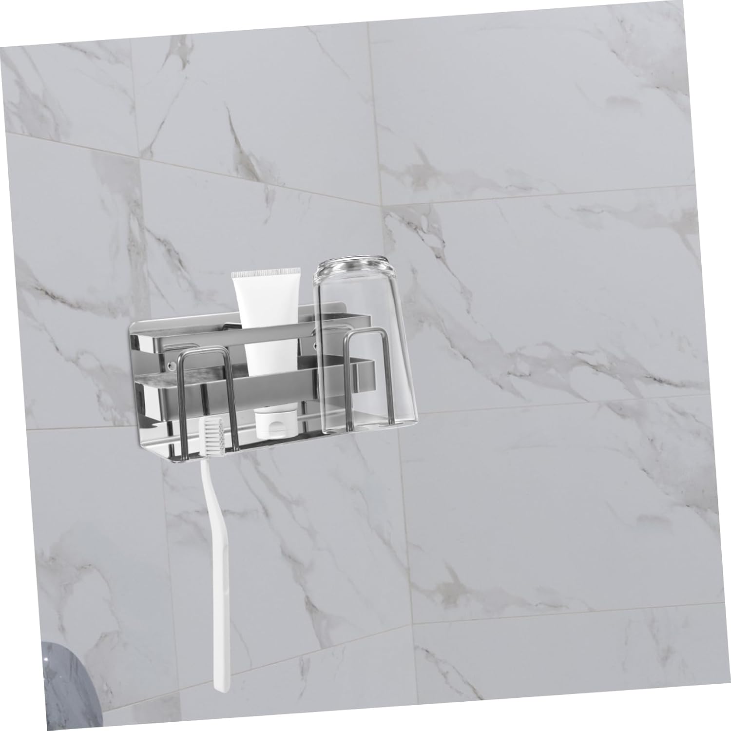 LIFKOME Wall-Mounted Toothbrush Holder with Cup Stand