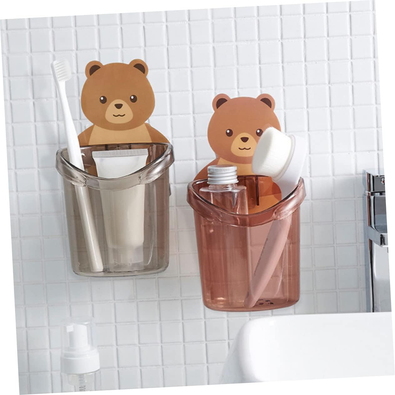 HEALLILY Wall Toothbrush Holder with Cartoon Design