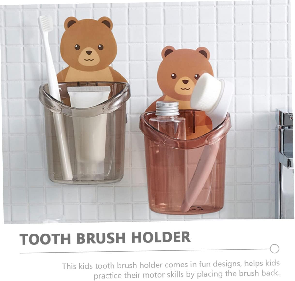 Amosfun Cartoon Toothbrush Holder 2Pcs