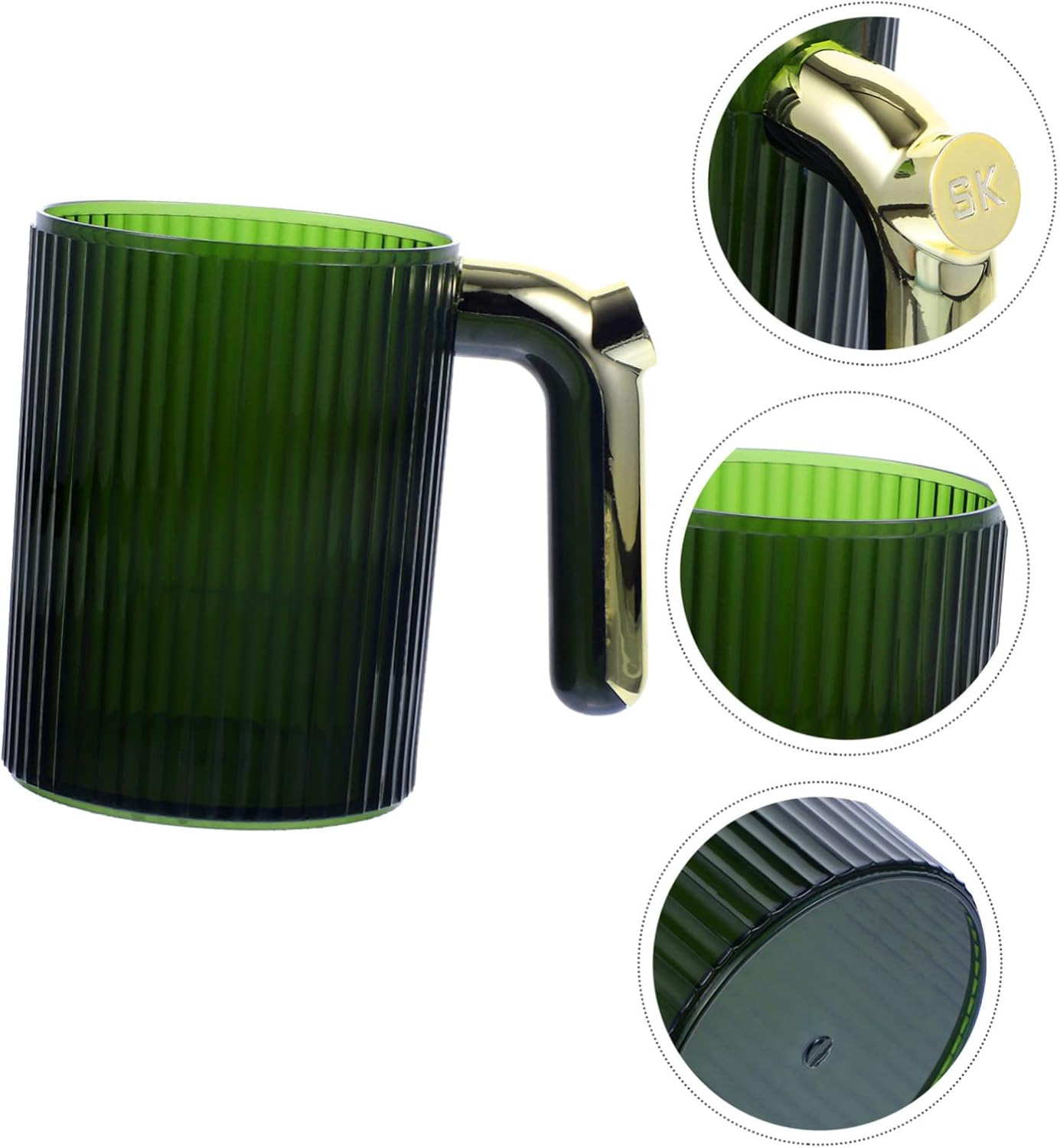 Amosfun Round Toothbrush Cup with Gold Plating