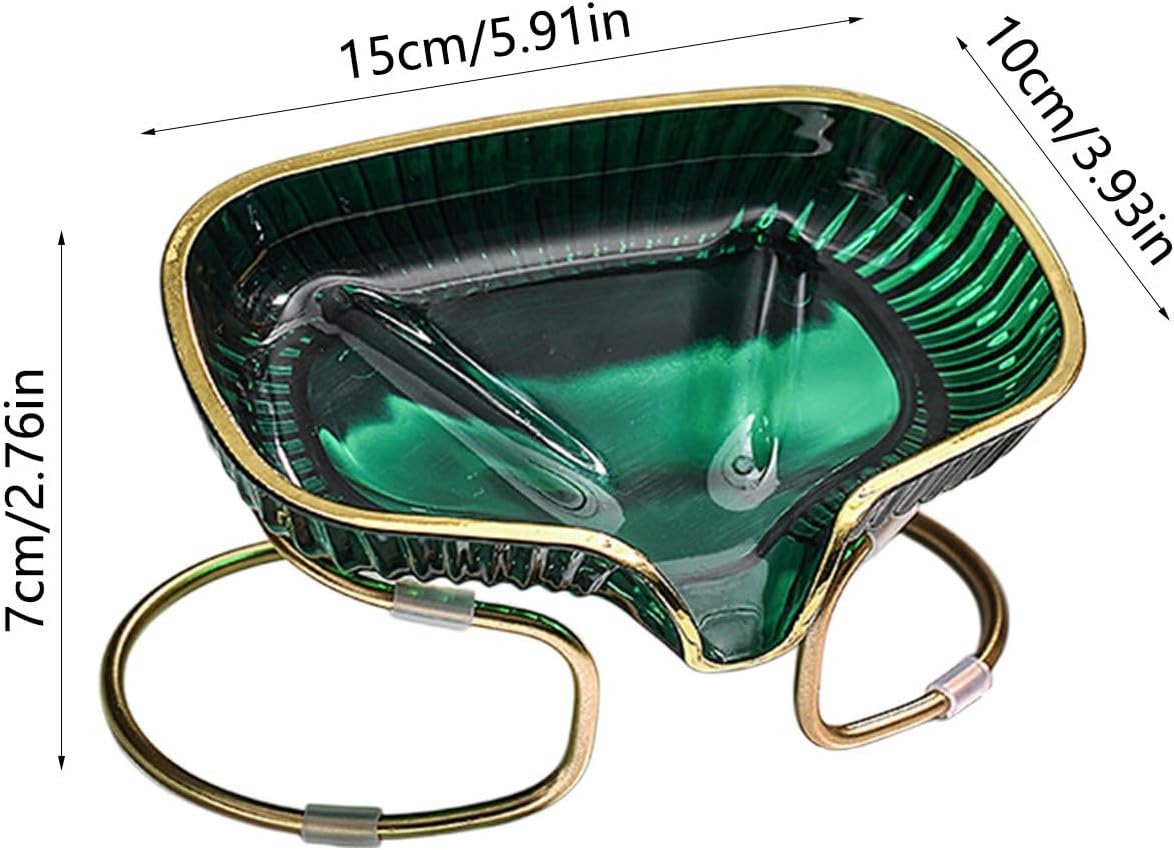 Stylish Soap Dish with Drain Spout and Metal Frame 1