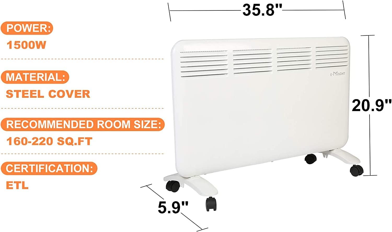 Vilobos 1500W Quiet Convection Space Heater