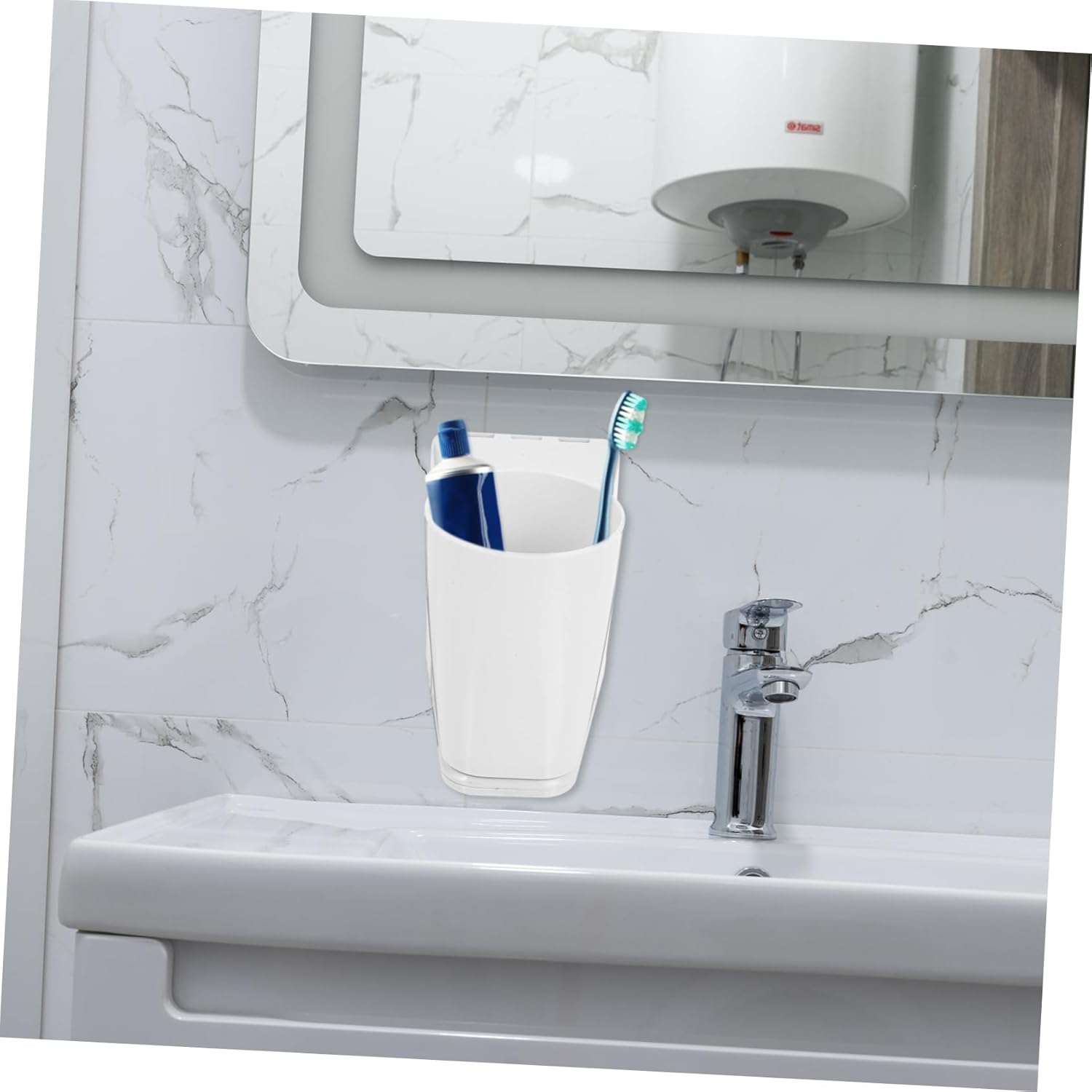 Cabilock Wall Mounted Toothbrush Cup Holder Set for Space Saving Bathroom Organization