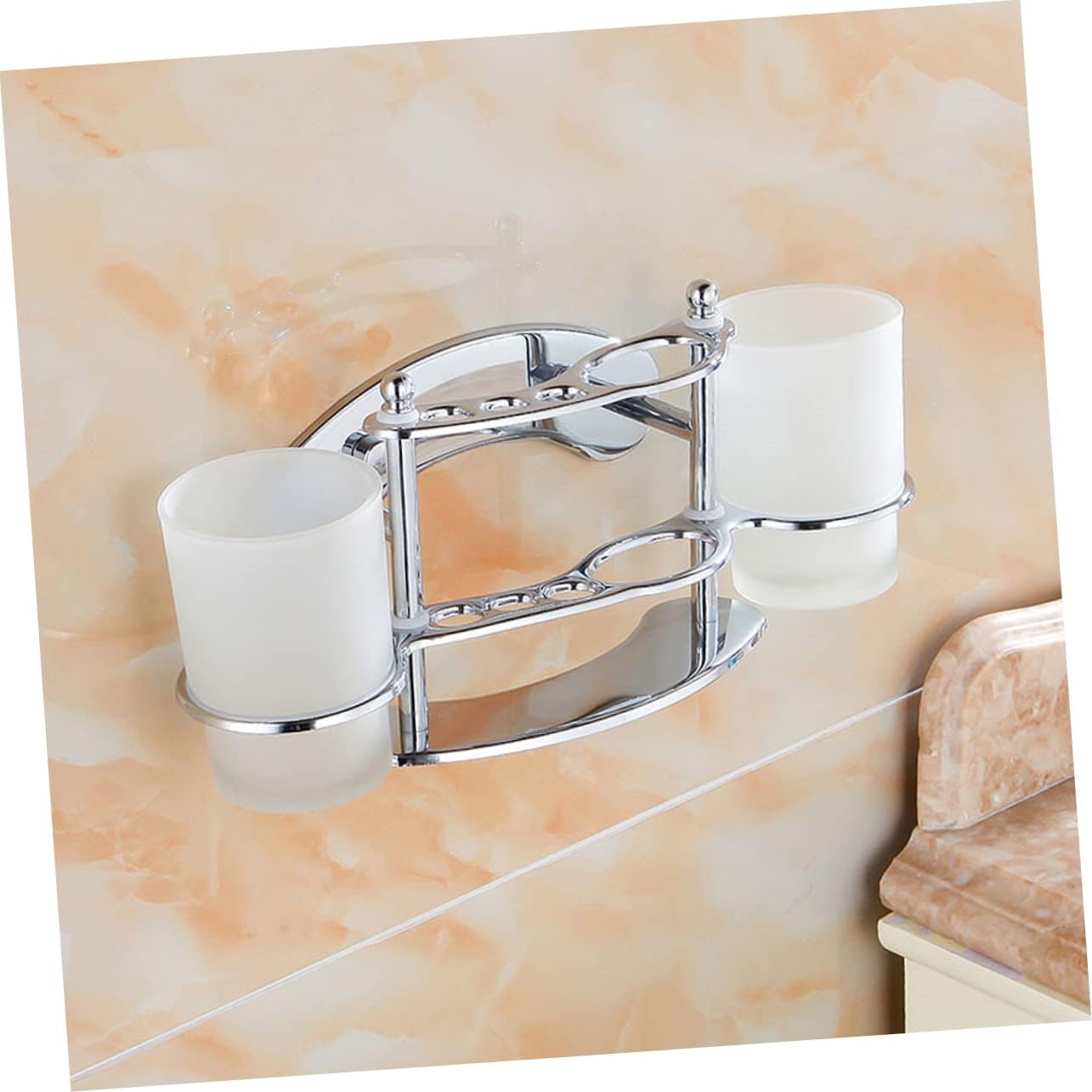 FONDOTIN Wall Mounted Toothbrush Holder with Cup
