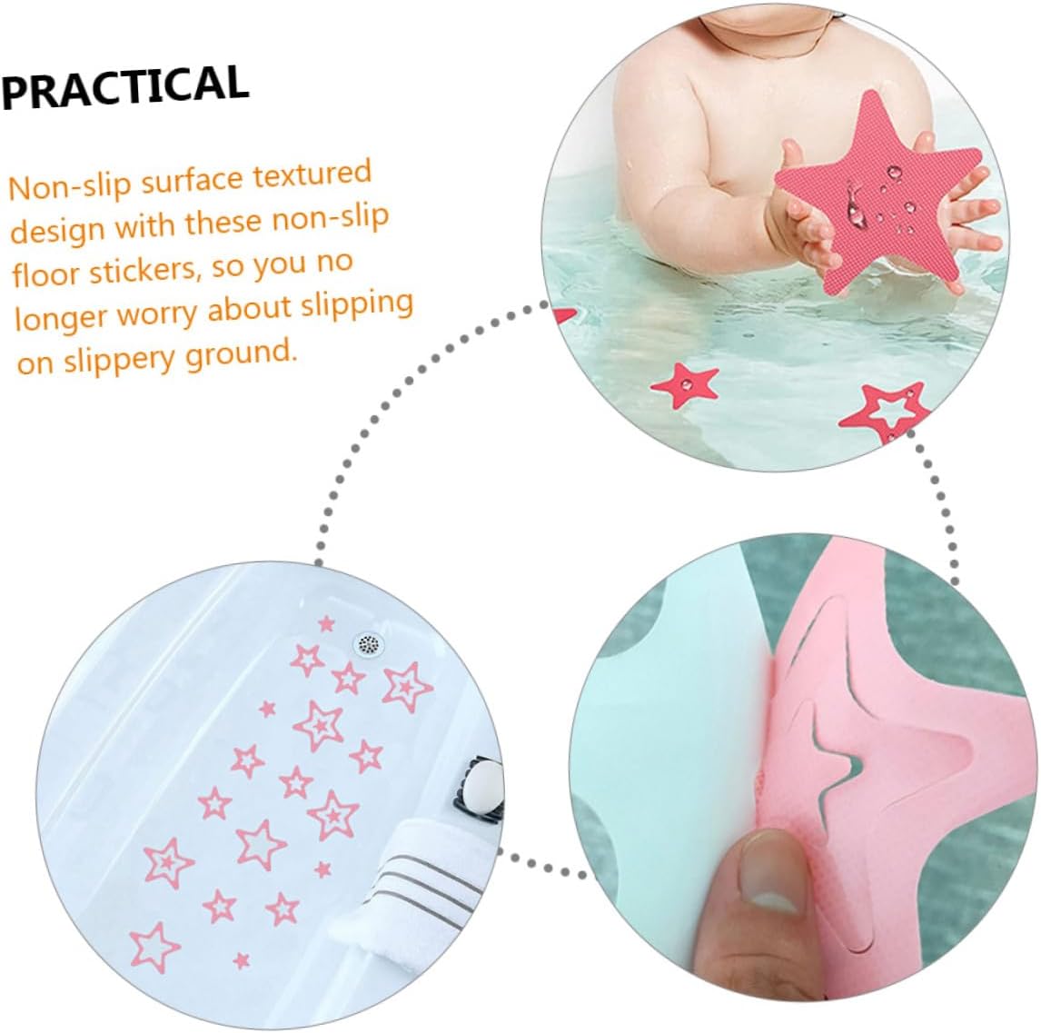 12Pcs Skid-Proof Star Decals for Bathtub and Stairs