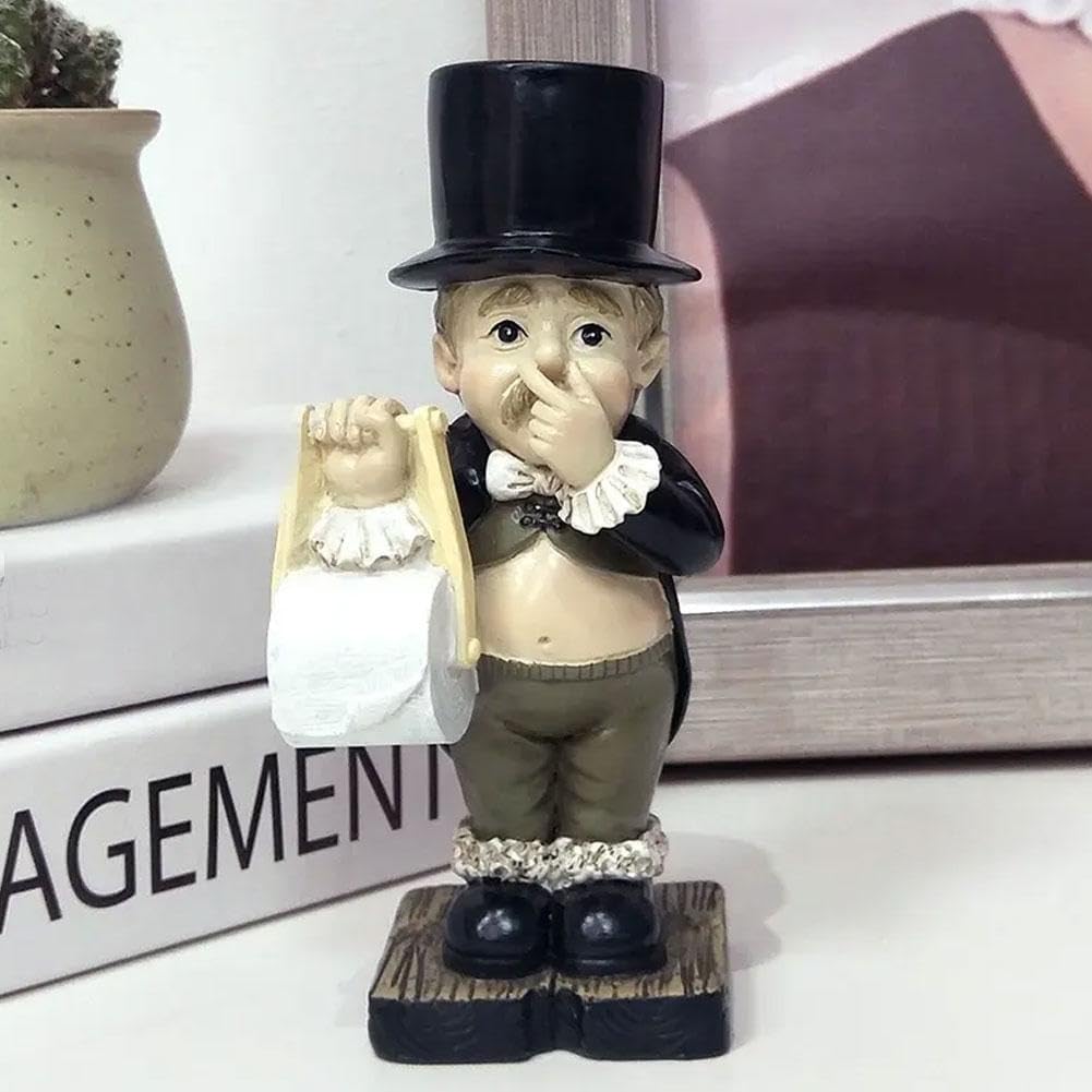 Pulunto Toilet Butler Statue Resin Gentleman Tissue Holder