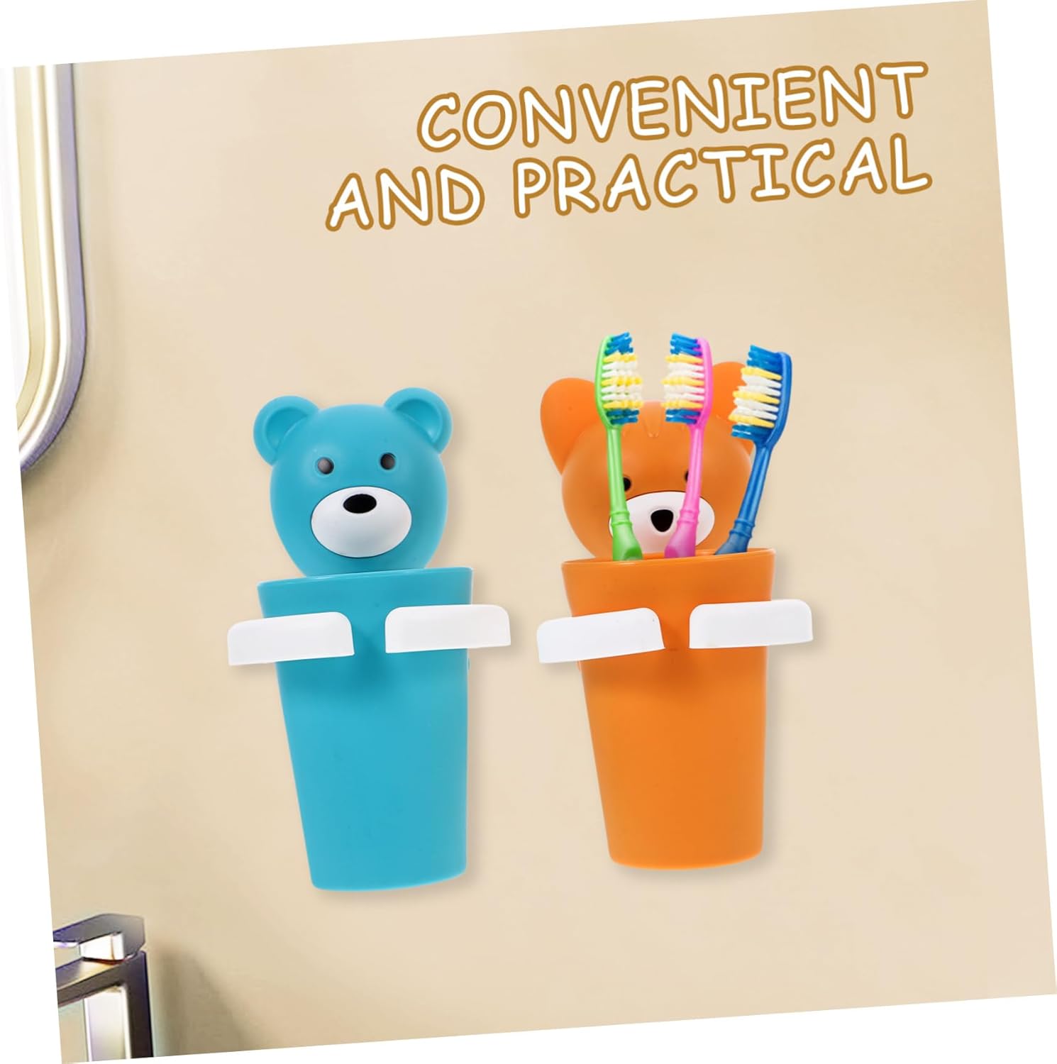 Wall-Mounted Toothbrush Cup Holder No Drill Required