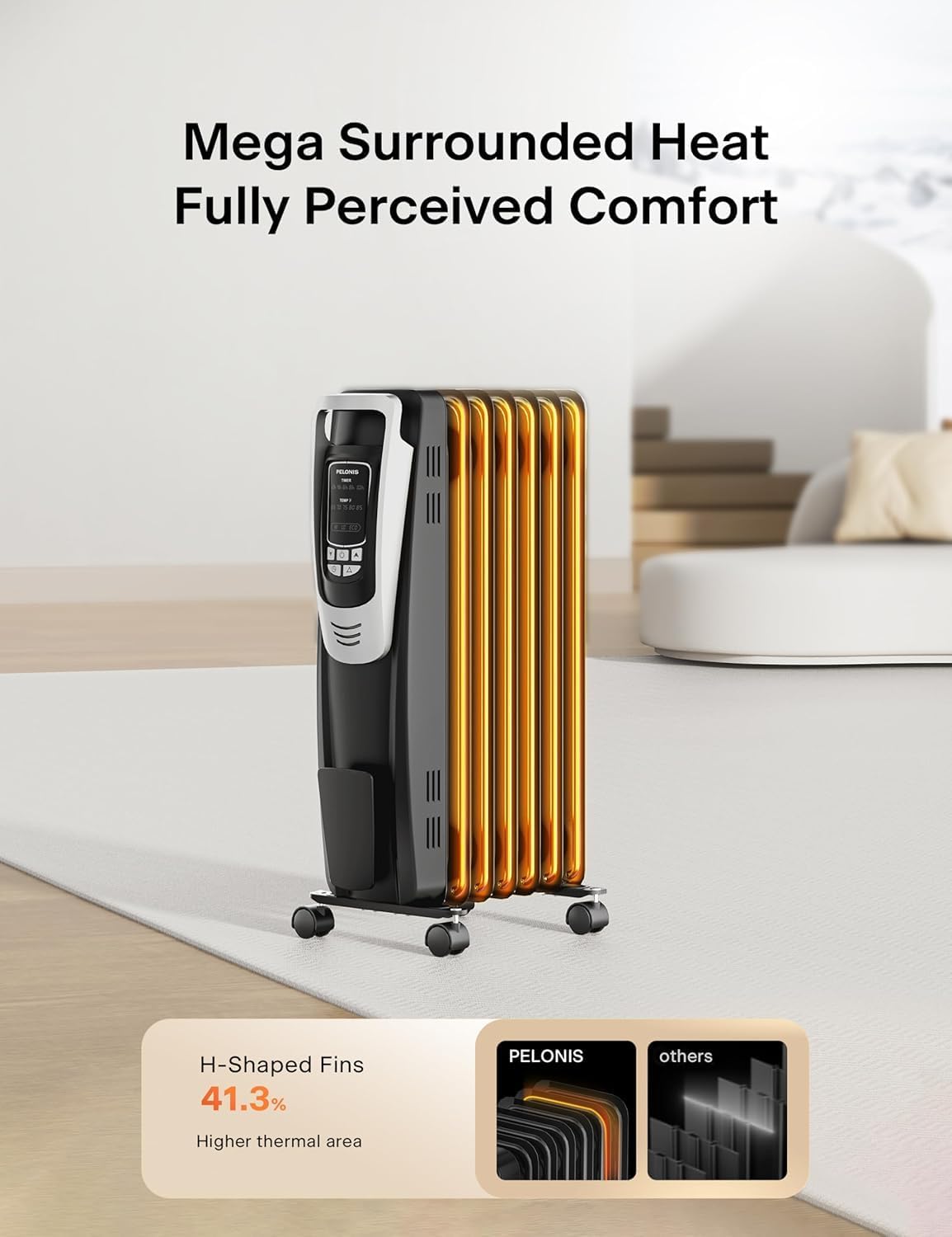 besuhot Radiator Heater with Remote and LED Display