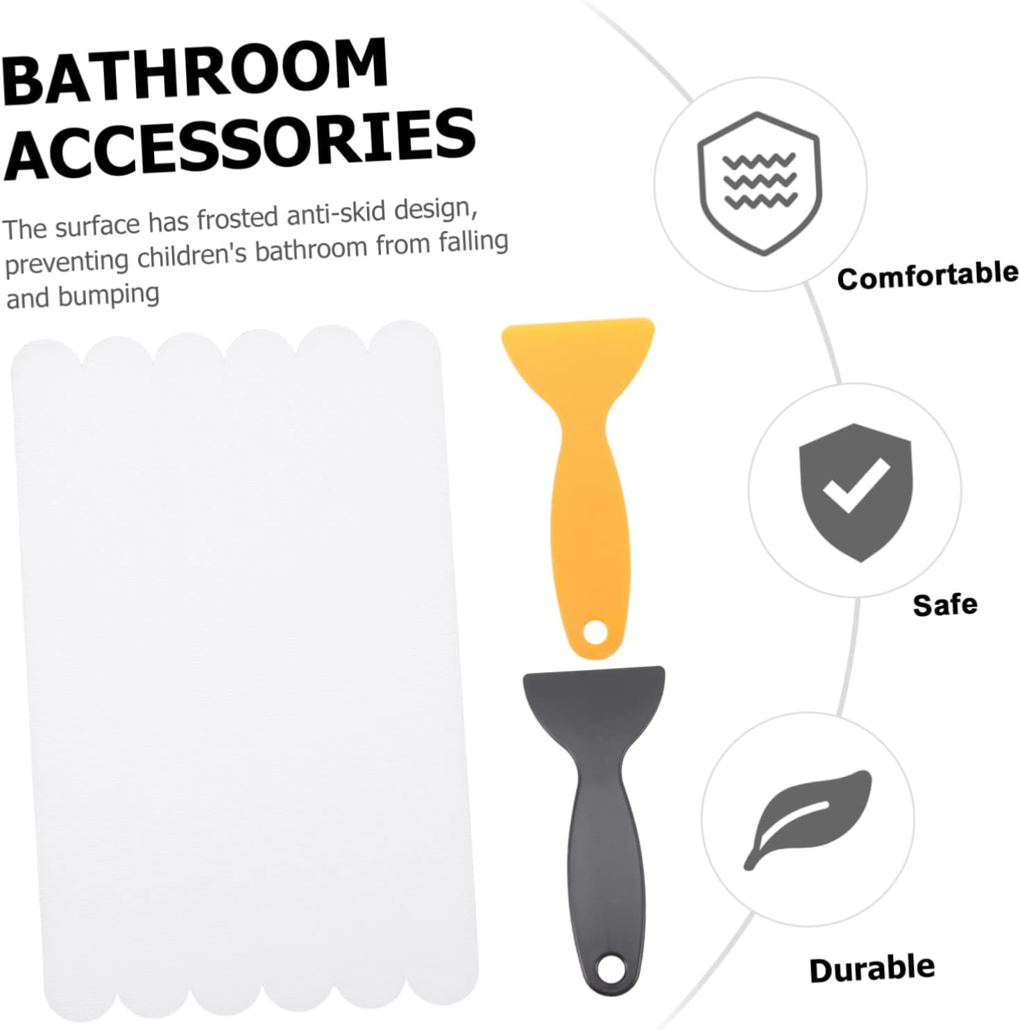 Happyyami 6pcs Non-Slip Bathtub Safety Stickers with Scrapers