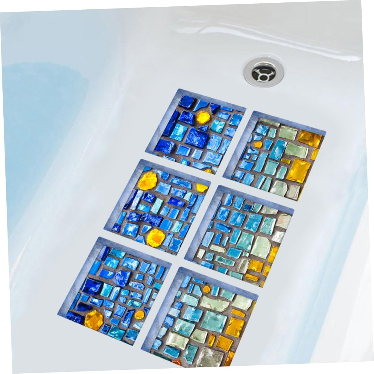 ETHZZLE 3D Bathtub Sticker Non-Slip Decor Blue