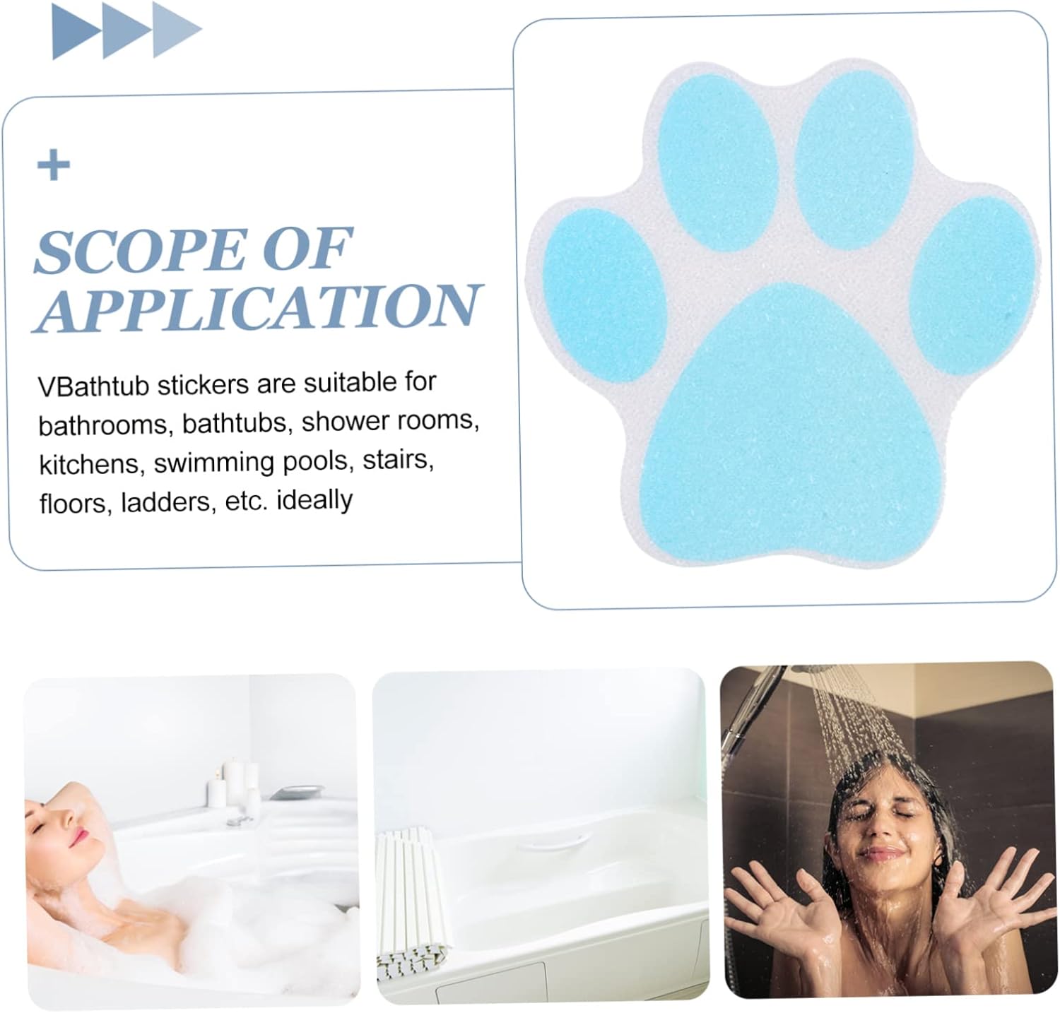 Garneck 10pcs Blue Paw Print Non-Slip Bathtub Stickers