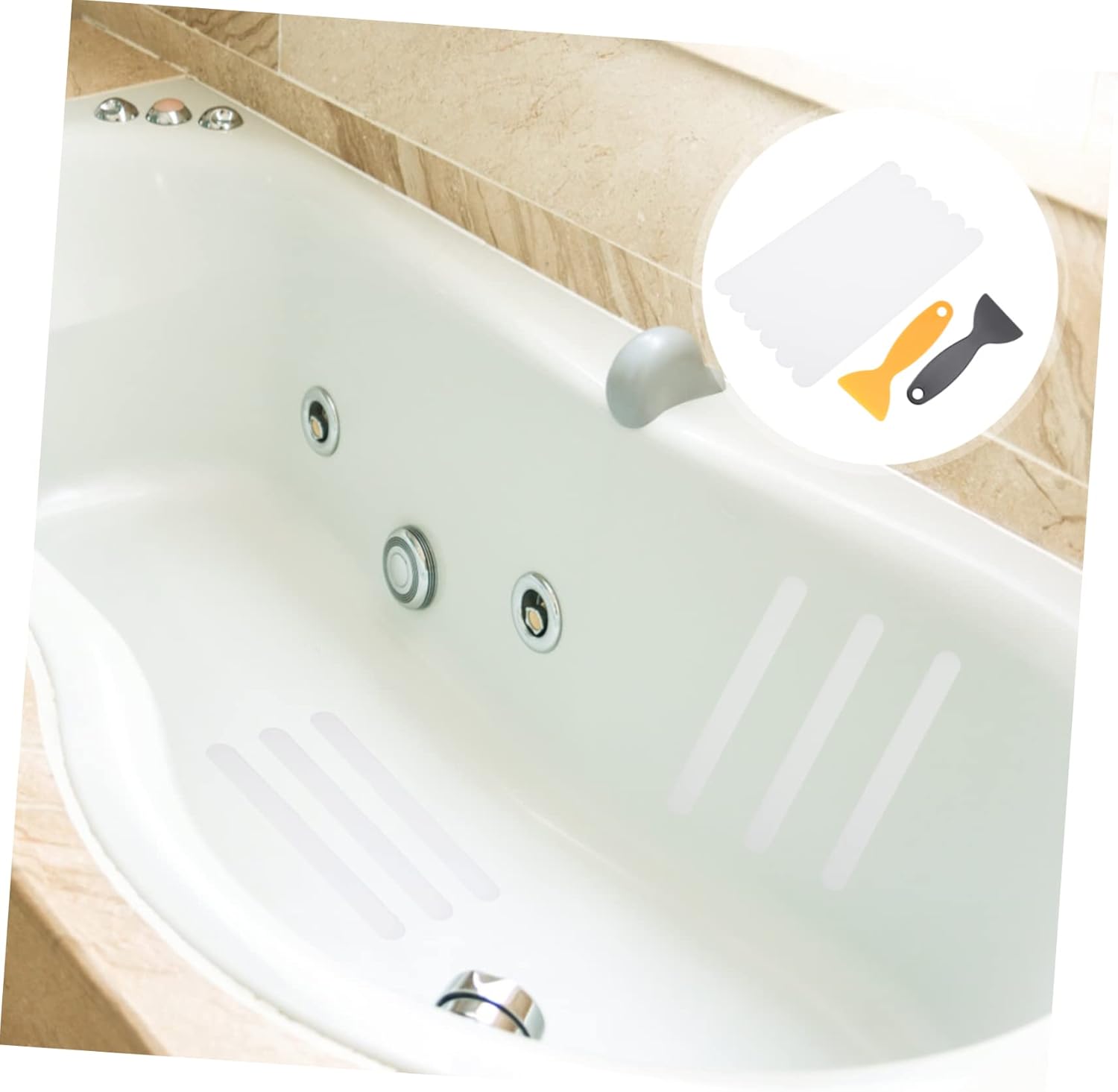 Mobestech 6Pcs Non-Slip Bath Tub Stickers with Scrapers