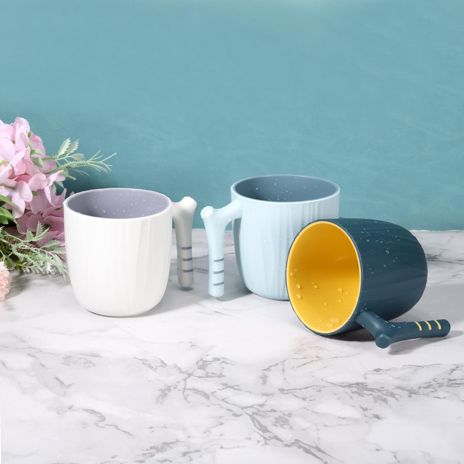 Uxcell Toothbrush Cup with Handle 400ml Dark Green