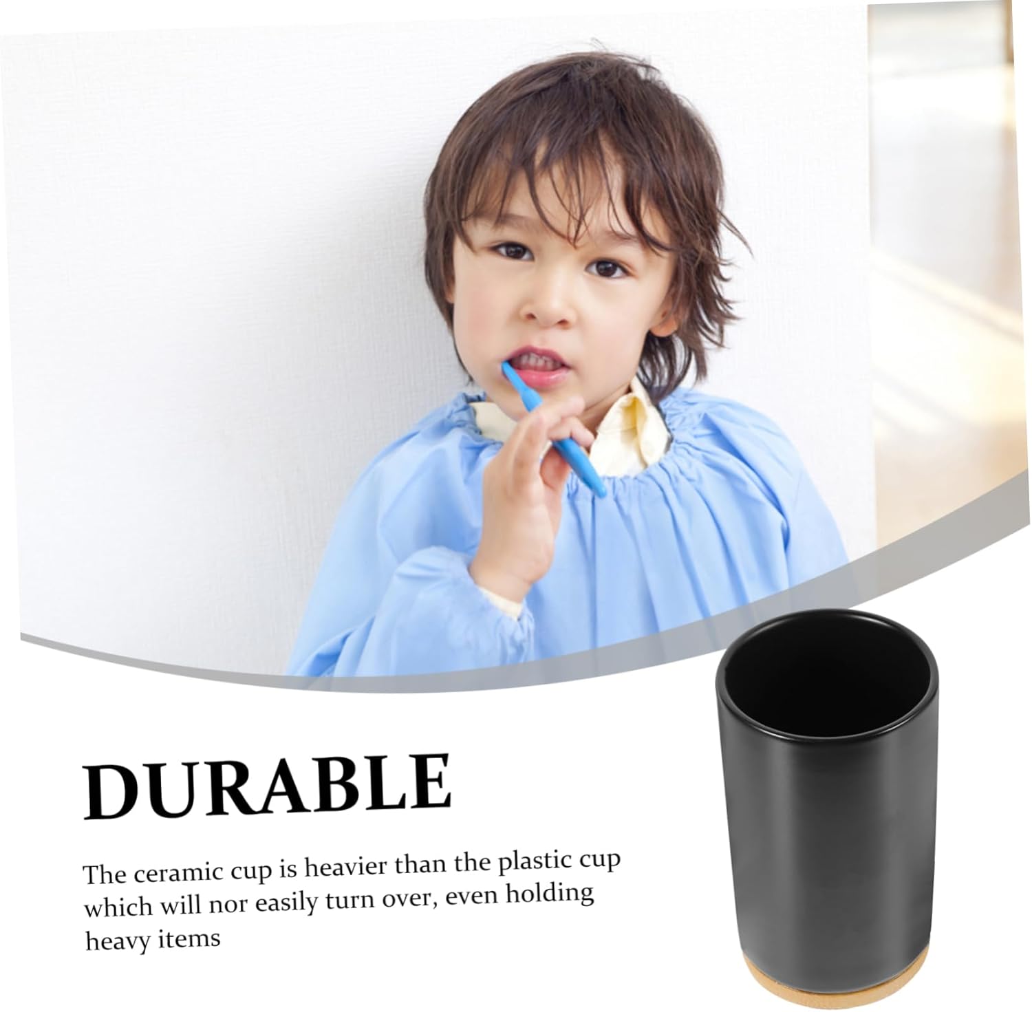 BRIGHTFUFU Cylinder Ceramic Toothbrush Cup Black Decorative