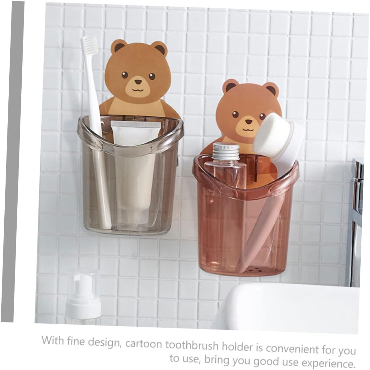 Amosfun Cartoon Toothbrush Holder 2Pcs