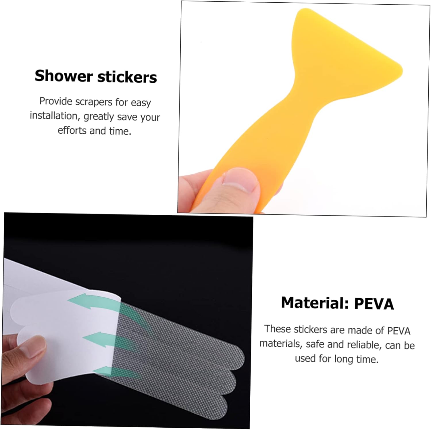 6Pcs Slip Proof Shower Stickers with Scrapers
