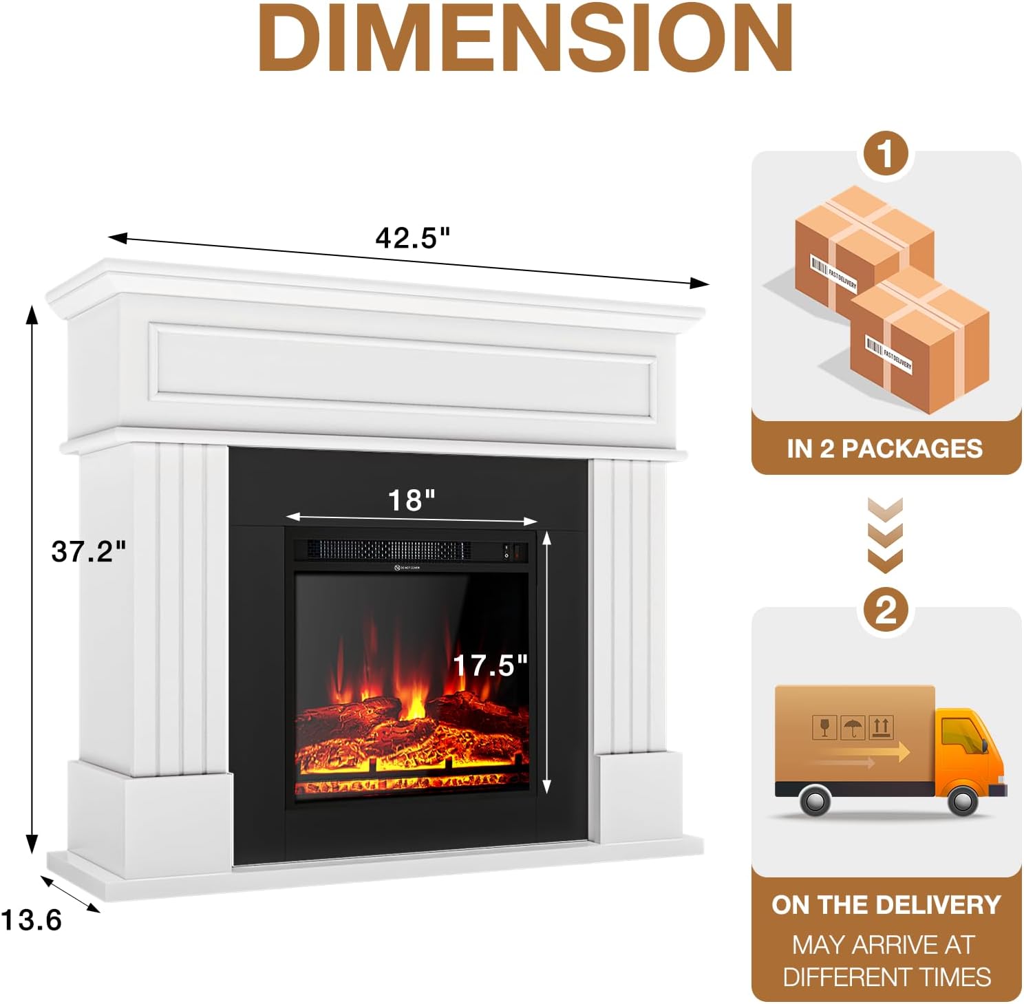 oneinmil Electric Fireplace with Mantel and TV Stand