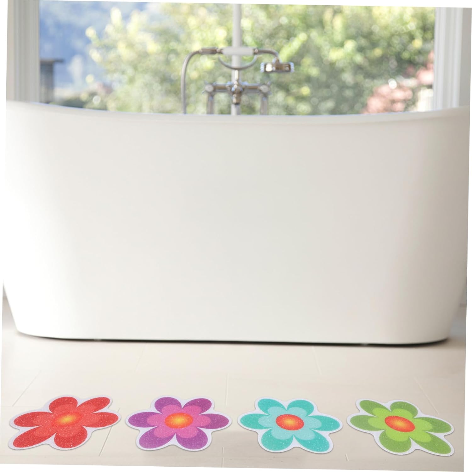 VICASKY 4pcs Cartoon Non-Slip Tile Stickers for Bathrooms