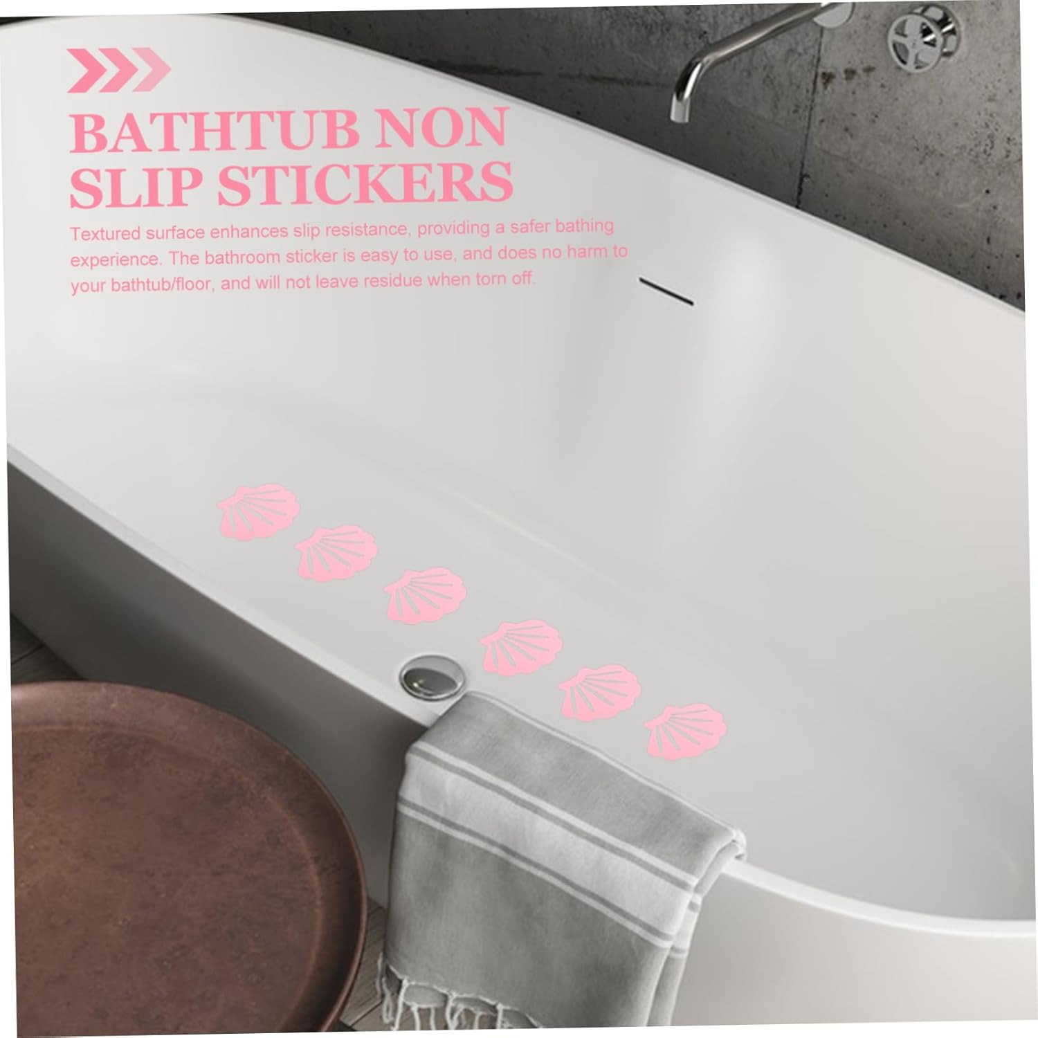 Holibanna Bathtub Nonslip Stickers 12pcs Shell Design Anti-Slip Decals