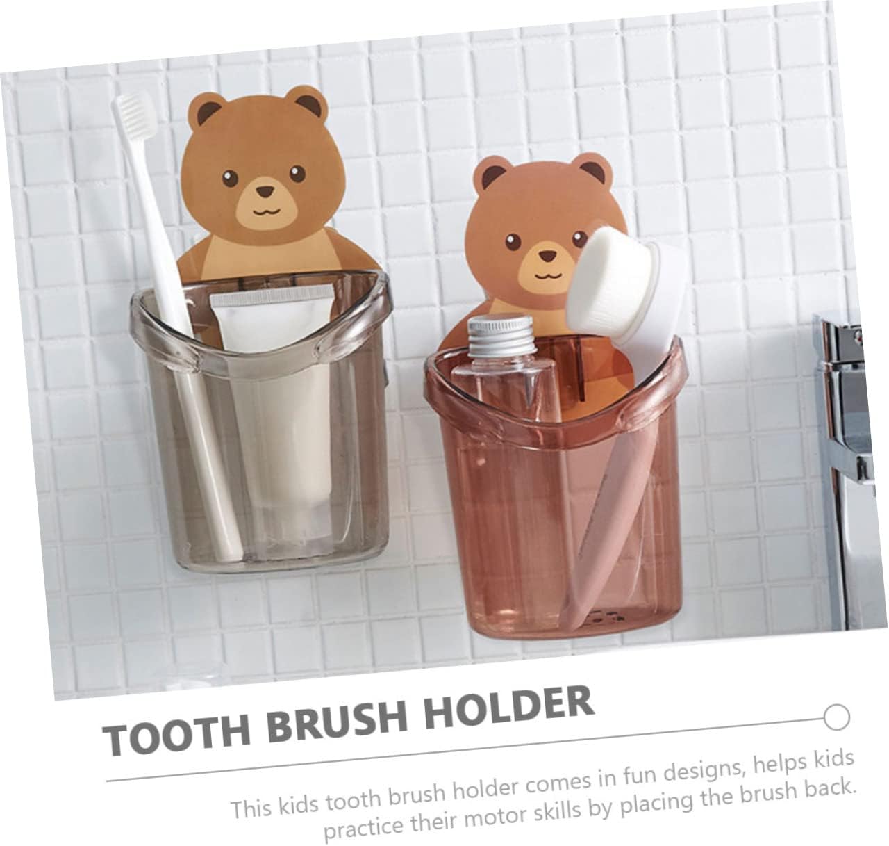 HEALLILY Wall Toothbrush Holder with Cartoon Design