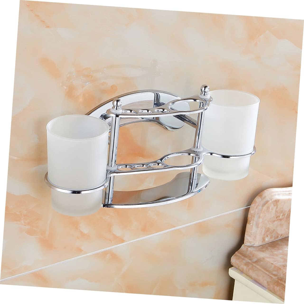 Stainless Steel Toothbrush Holder with Gargle Cup 1