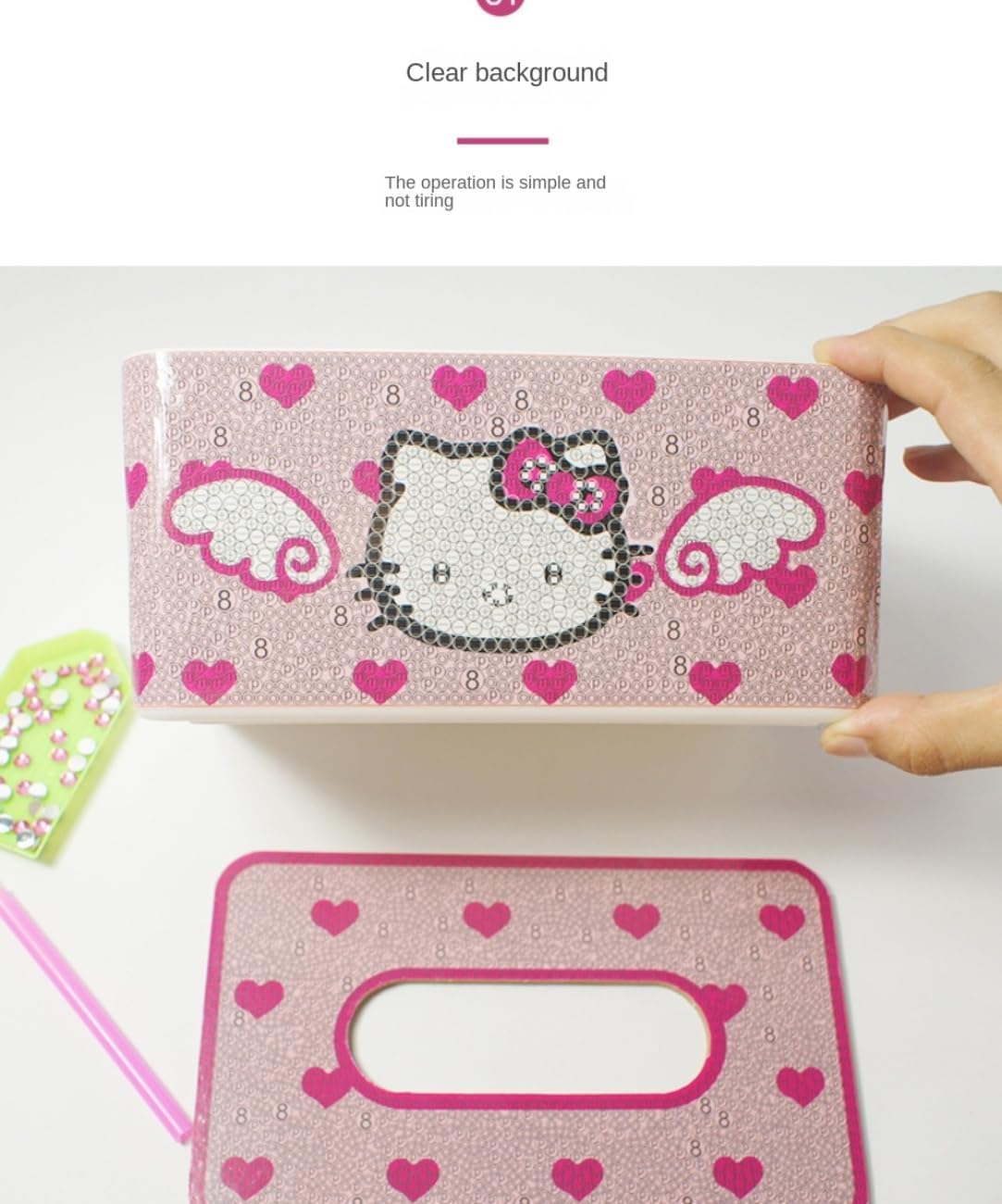 DIY Sticky Diamond Tissue Box Cover Holder with Rhinestones