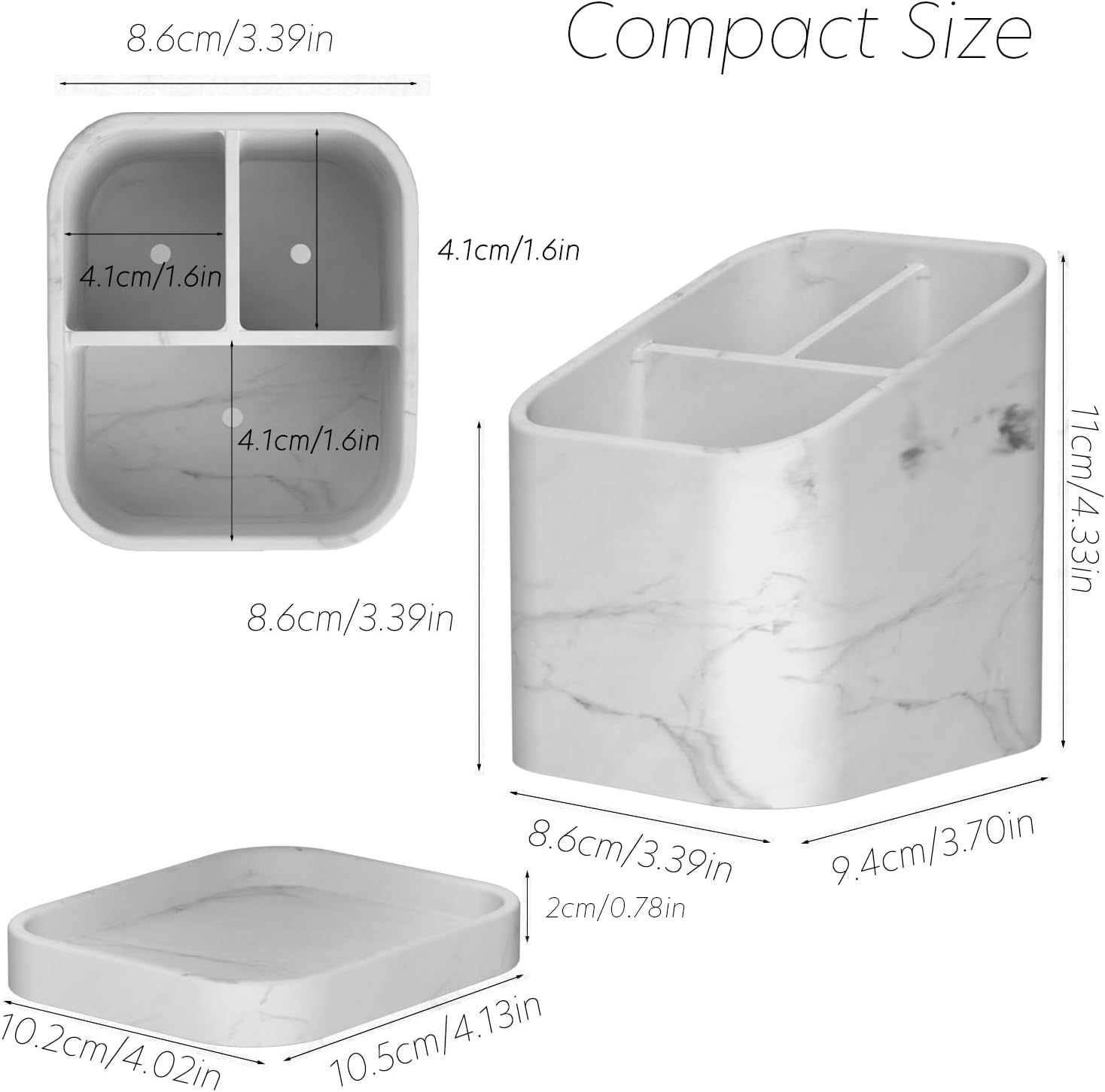 DOLED Electric Toothbrush Holder with 3 Slots and Makeup Brush Storage