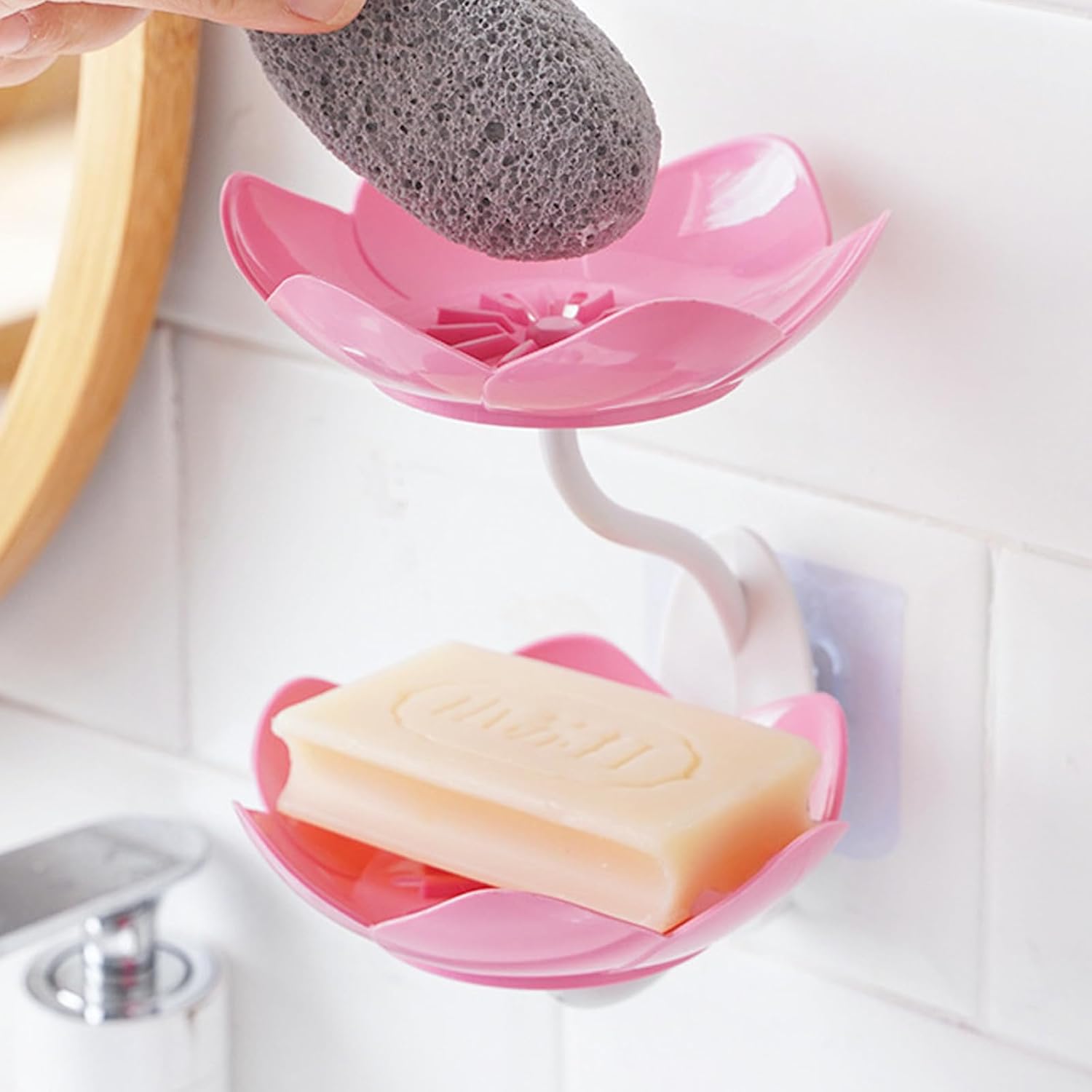 Double Layer Soap Dish with Non-Slip Base for Bathrooms