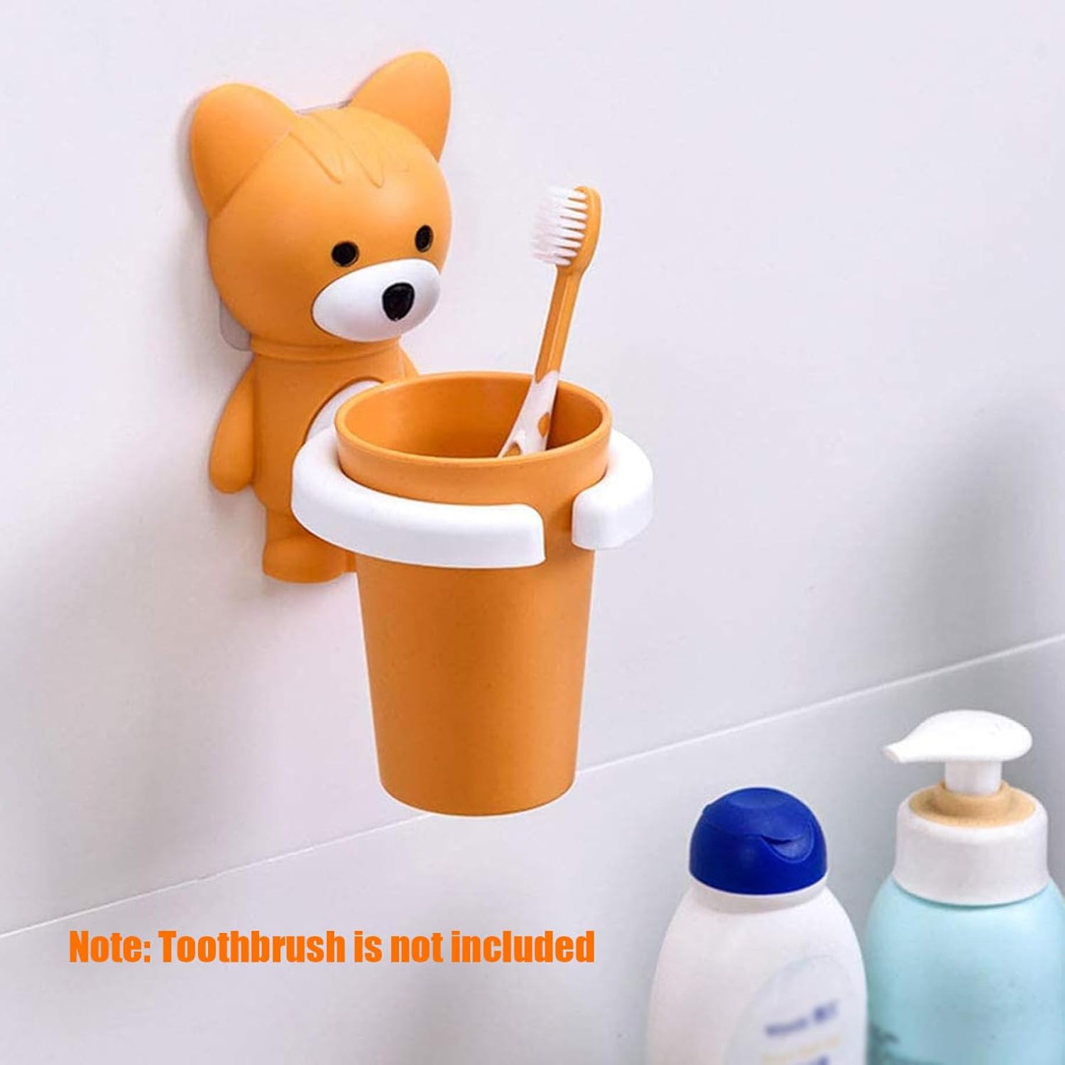 Kids Cartoon Fox Toothbrush Holder Wall Mount