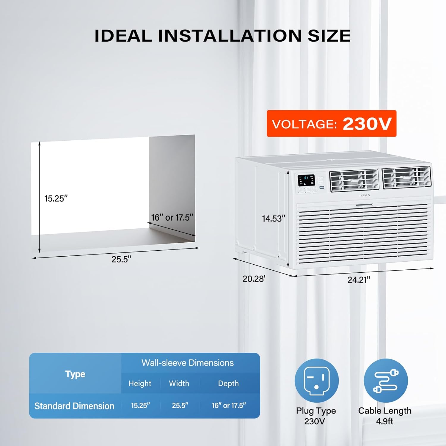 ROVSUN 10000 BTU Wall AC Unit with Remote Control 1