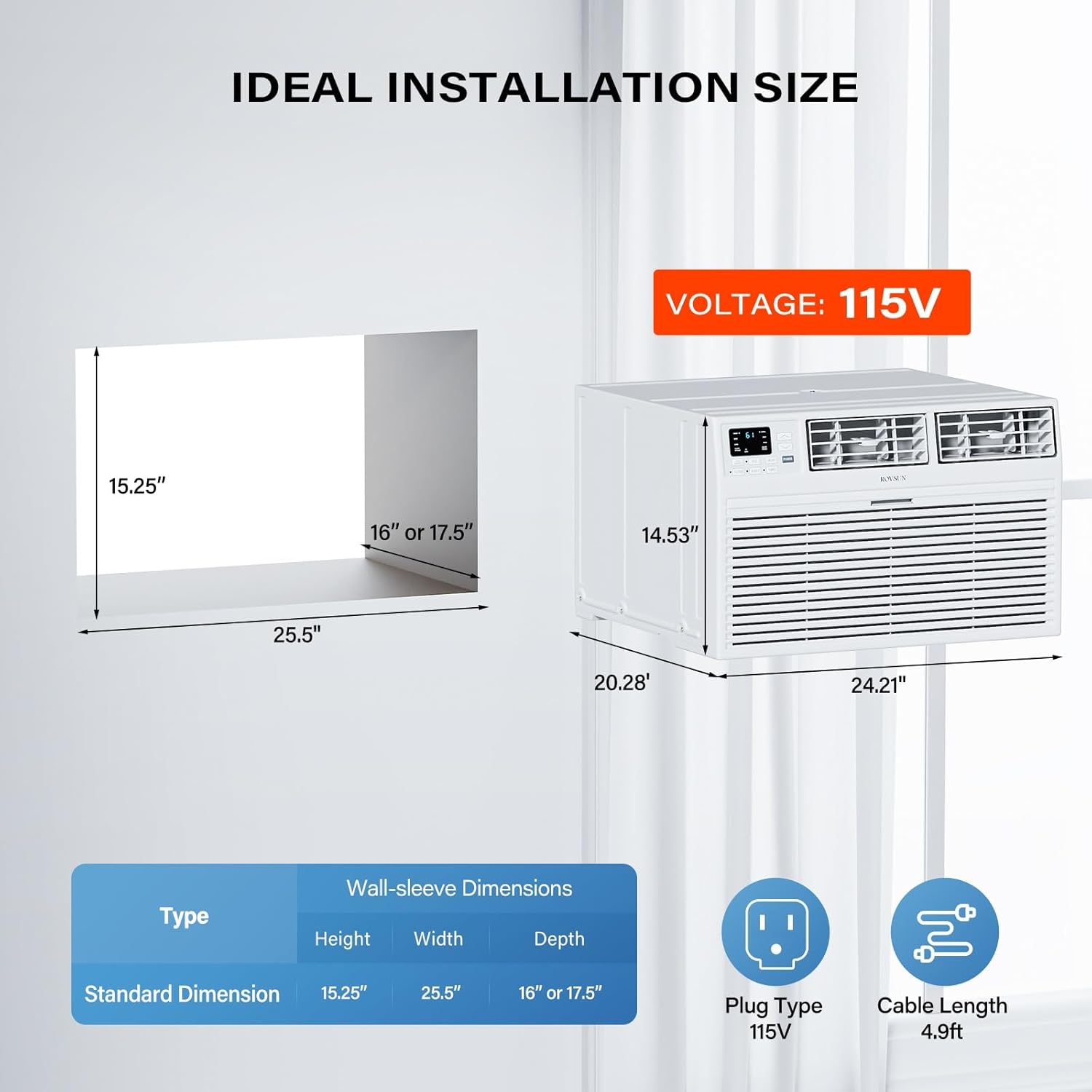 ROVSUN Smart 8000 BTU Wall AC with Heat and Voice Control
