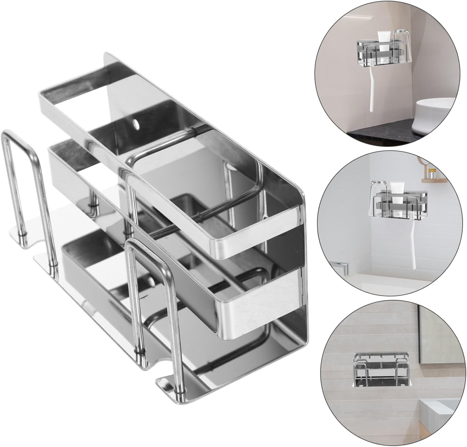 Anneome Wall-Mount Toothbrush Holder Stainless Steel