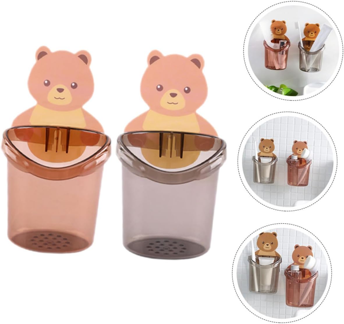 2pcs Cartoon Wall-Mounted Toothbrush Holder for Boys and Girls