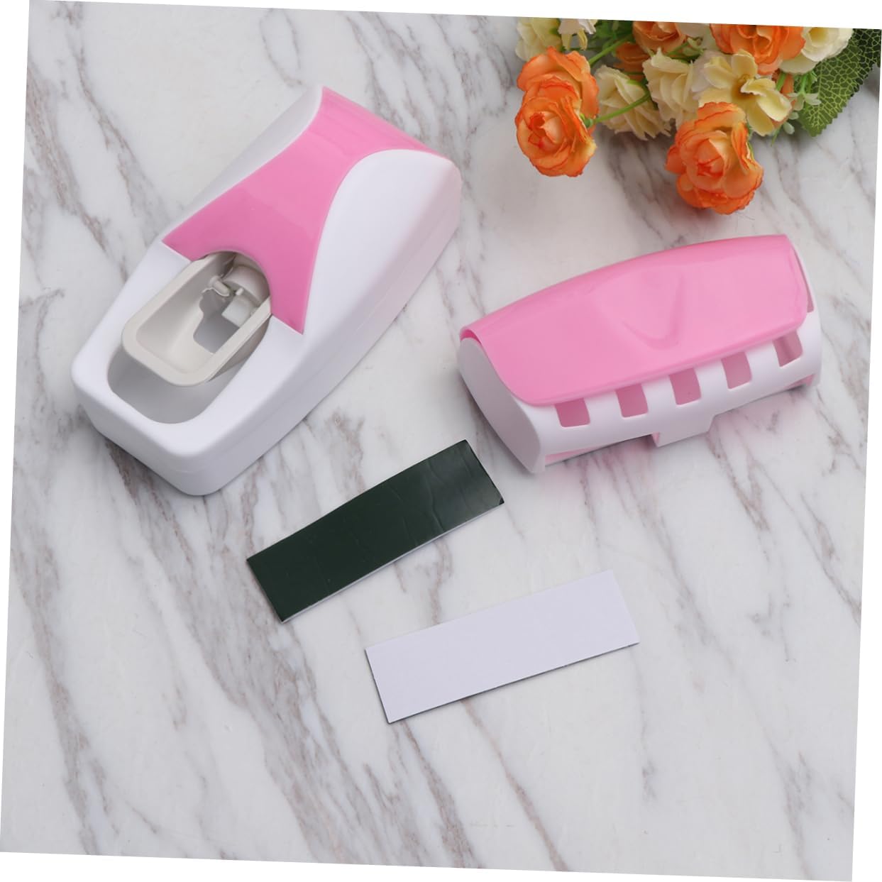 Unomor 2PCS Wall-Mounted Toothbrush Holder and Suction Toothpaste Extruder