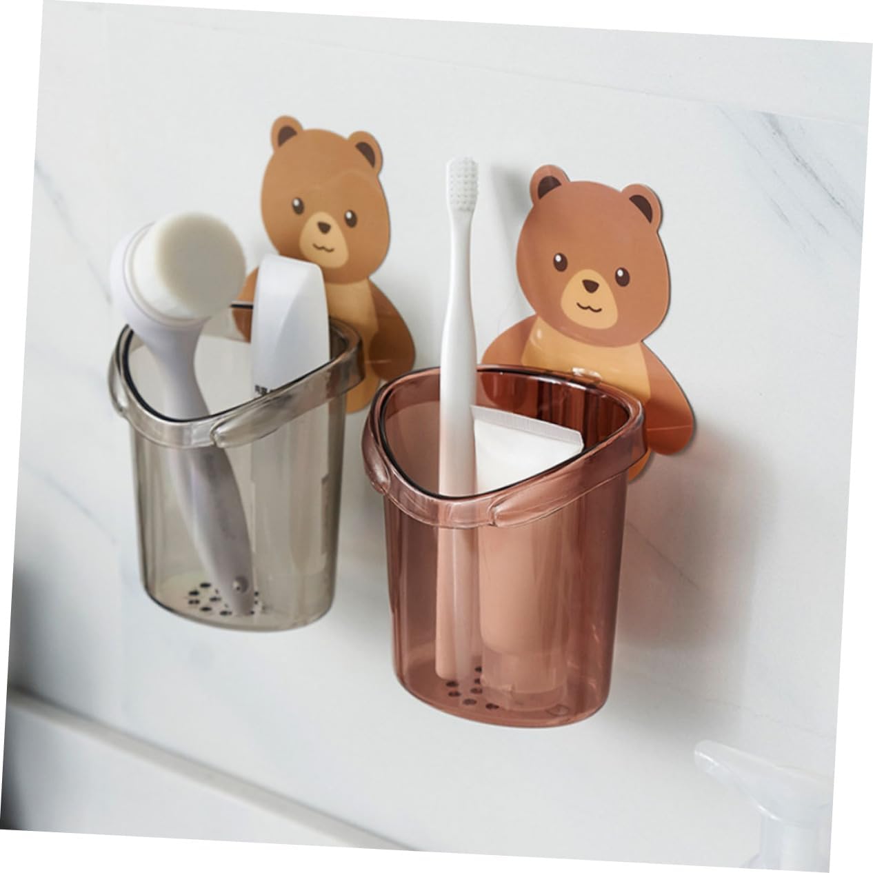 2pcs Cartoon Wall-Mounted Toothbrush Holder for Boys and Girls