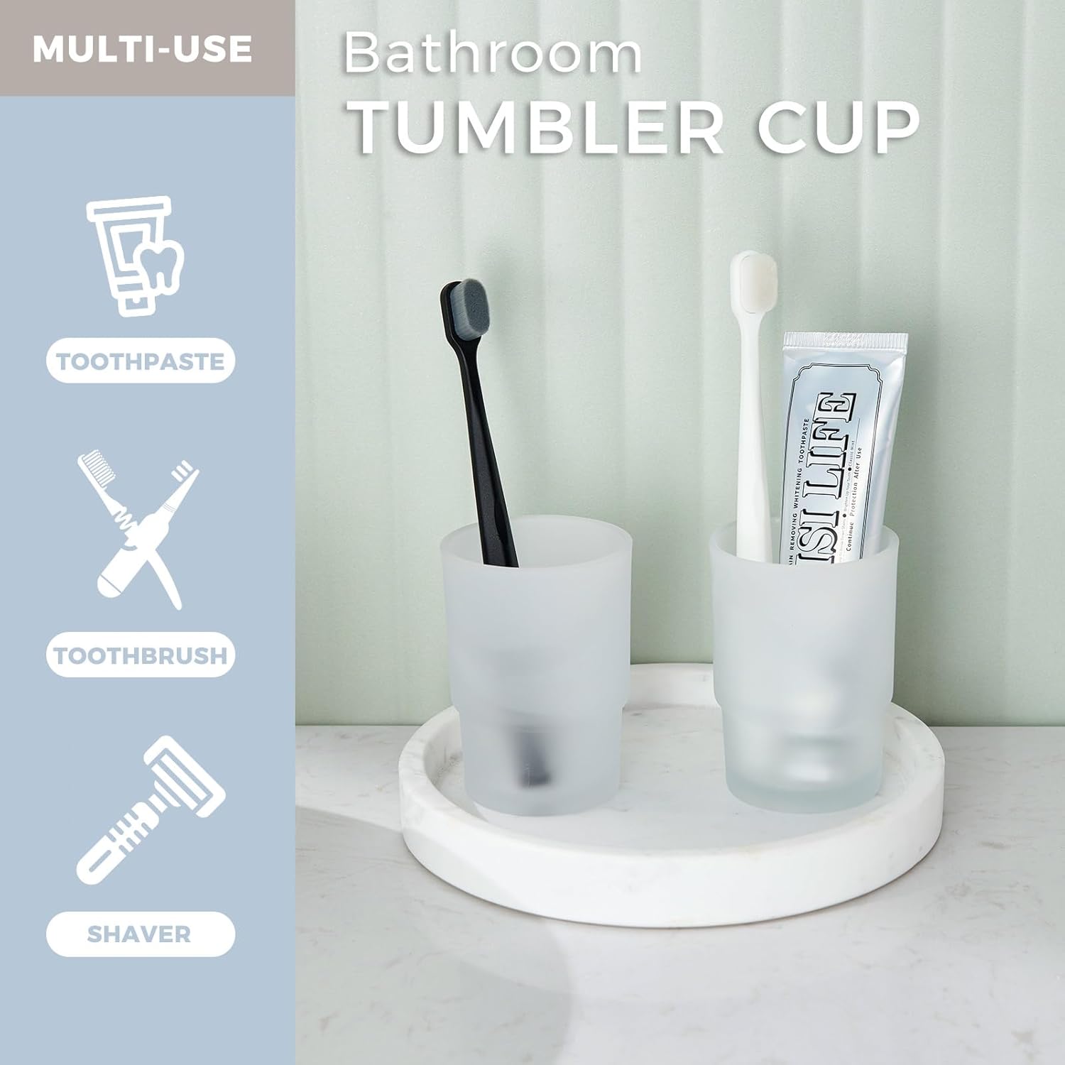 Aomasi Frosted Glass Tumbler Cap 2 Pack 1