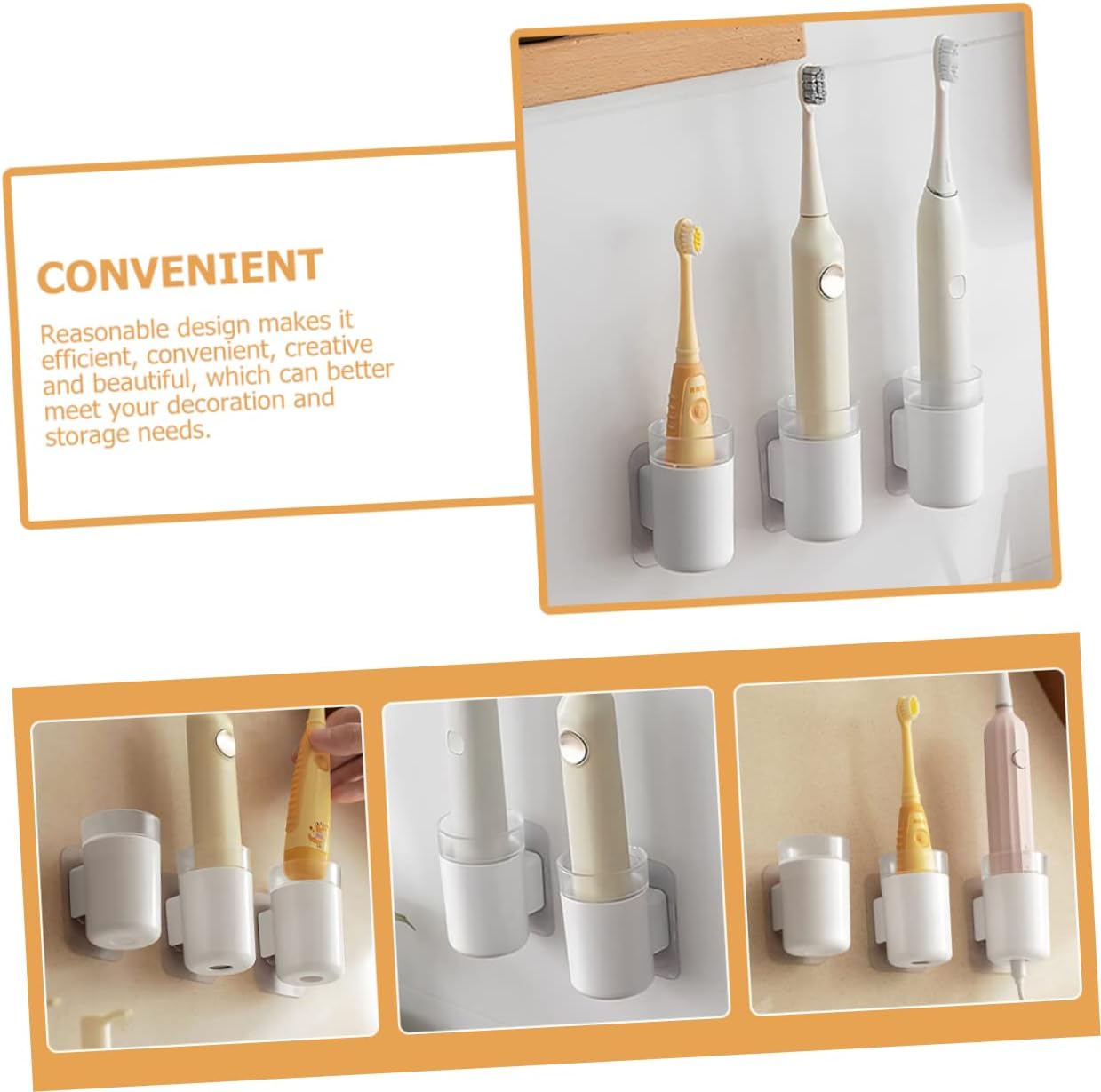 HOOTNEE 2pcs Wall Mounted Electric Toothbrush Holder