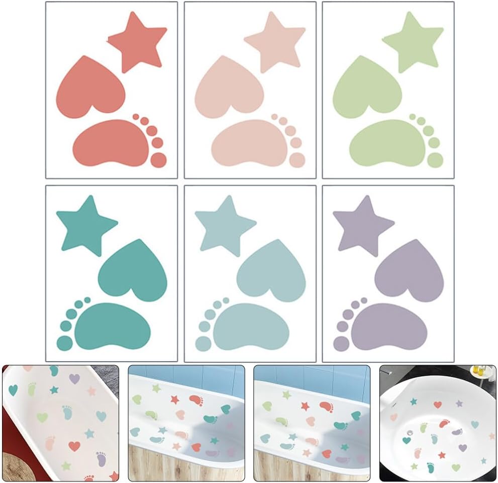 HOMSFOU Non-Slip Bathtub Stickers 6 Sheets PVC Design