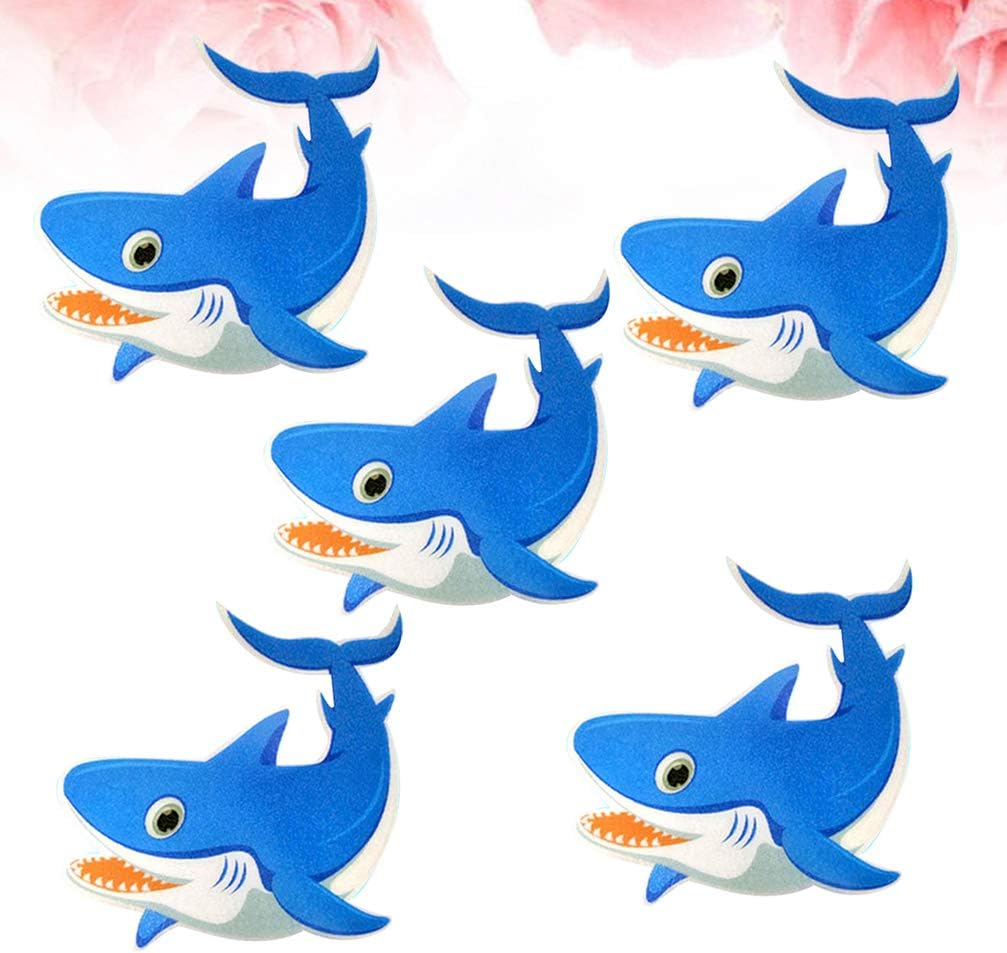 Cabilock 5pcs Non-Slip Frosted Shark Stickers for Bathroom Safety